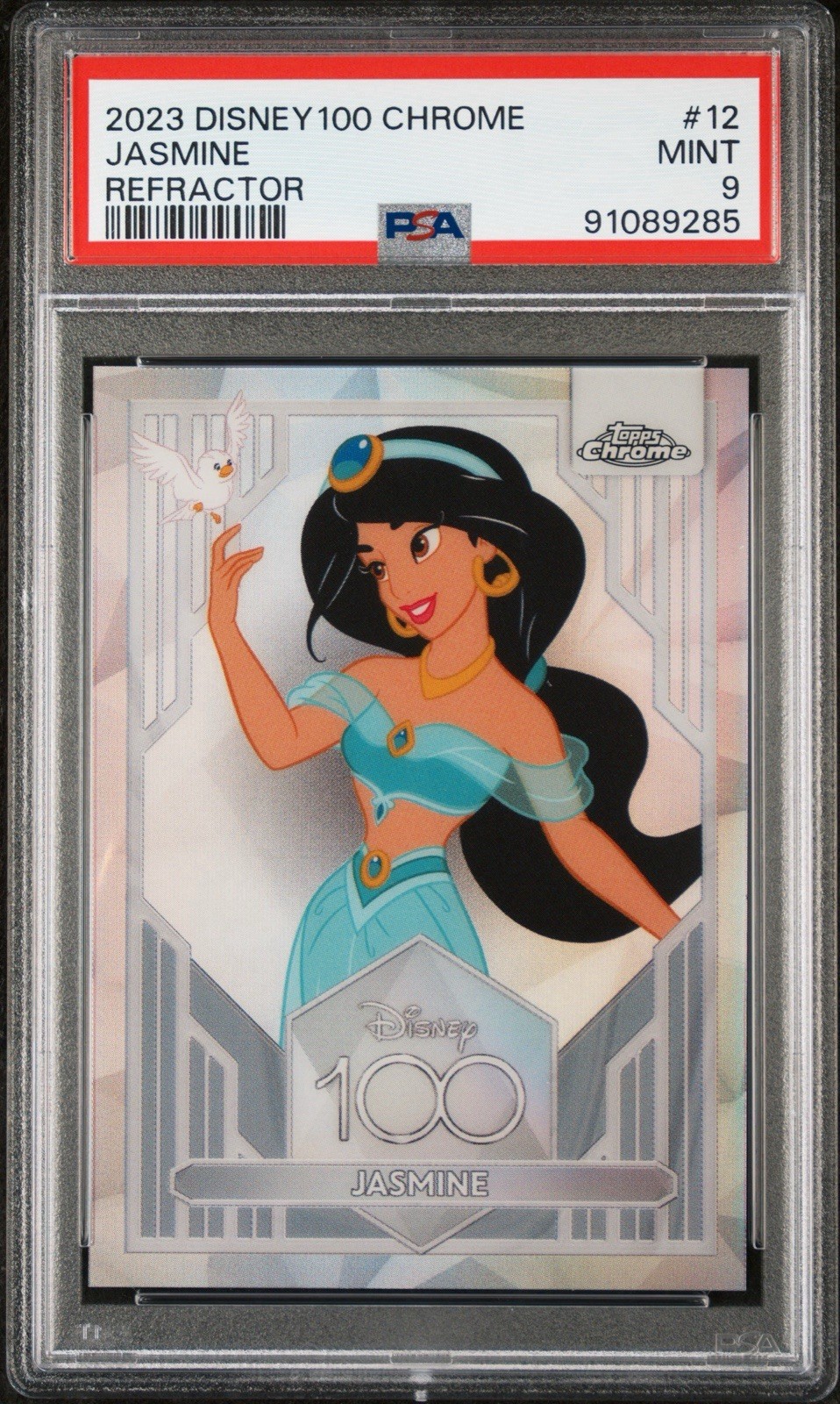 2023 Topps Chrome Disney 100 Jasmine Silver Refractor #12 PSA 9 Mint SP