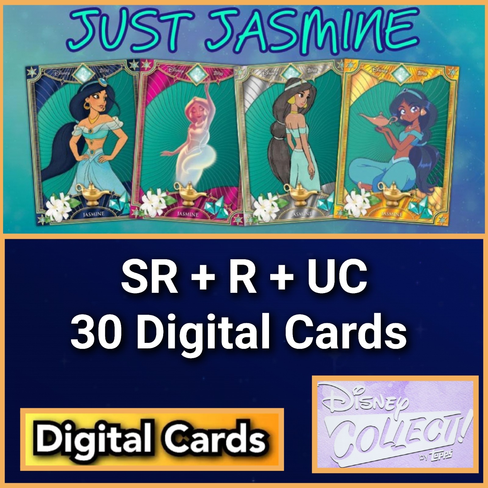 Topps Disney Collect Just Jasmine SR+R+UC 30 Cards