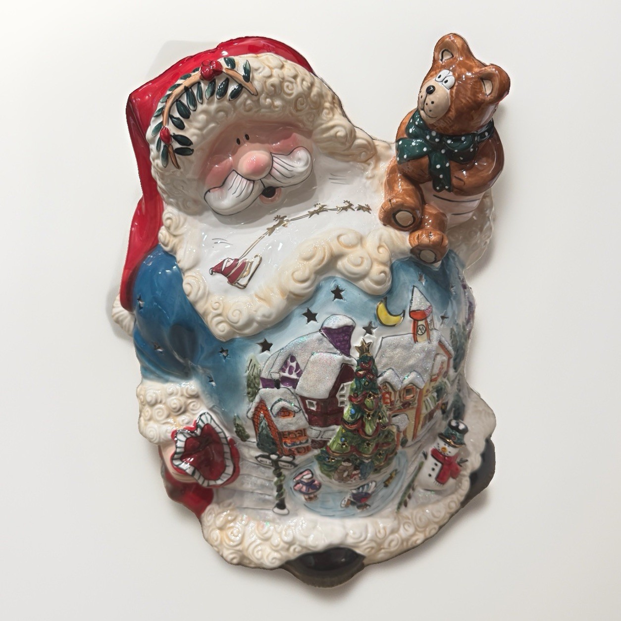 Blue Sky Clayworks Heather Goldminc Spirit Of Christmas Santa Tea Light Holder