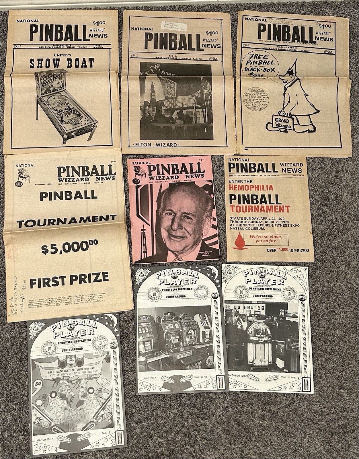 Vintage 1970's-1980's National Pinball Wizard News Newspaper Paperback Lot Of 9