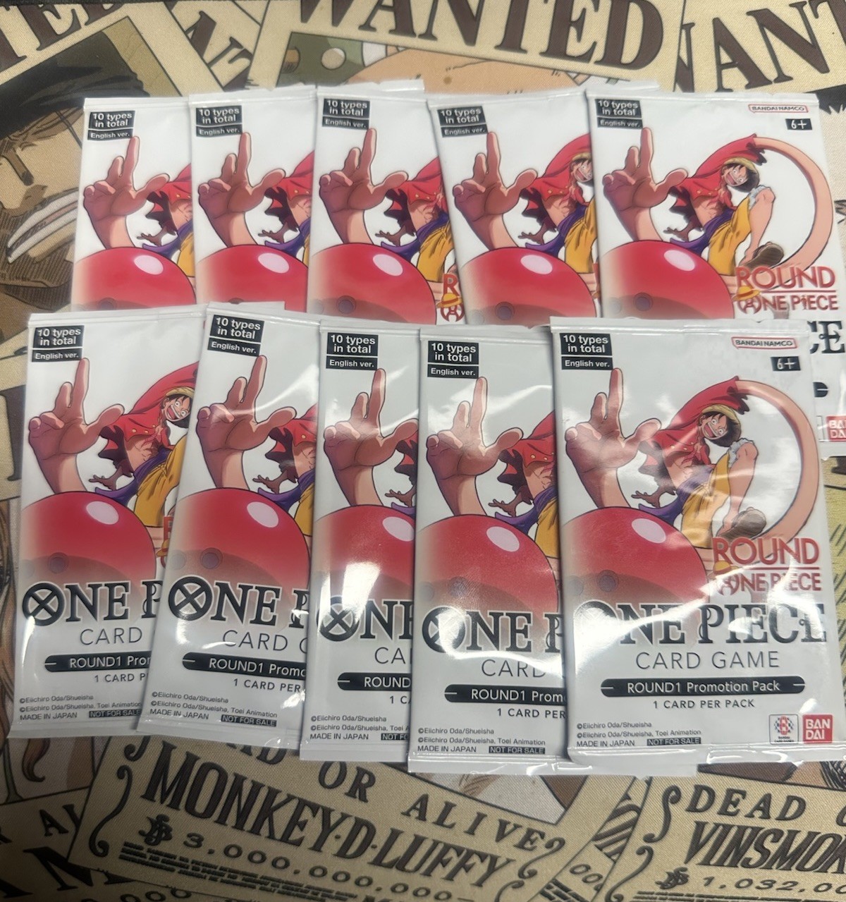 Round 1 x One Piece Card Game Promotional Pack - Lot of 10 Sealed Packs ENGLISH