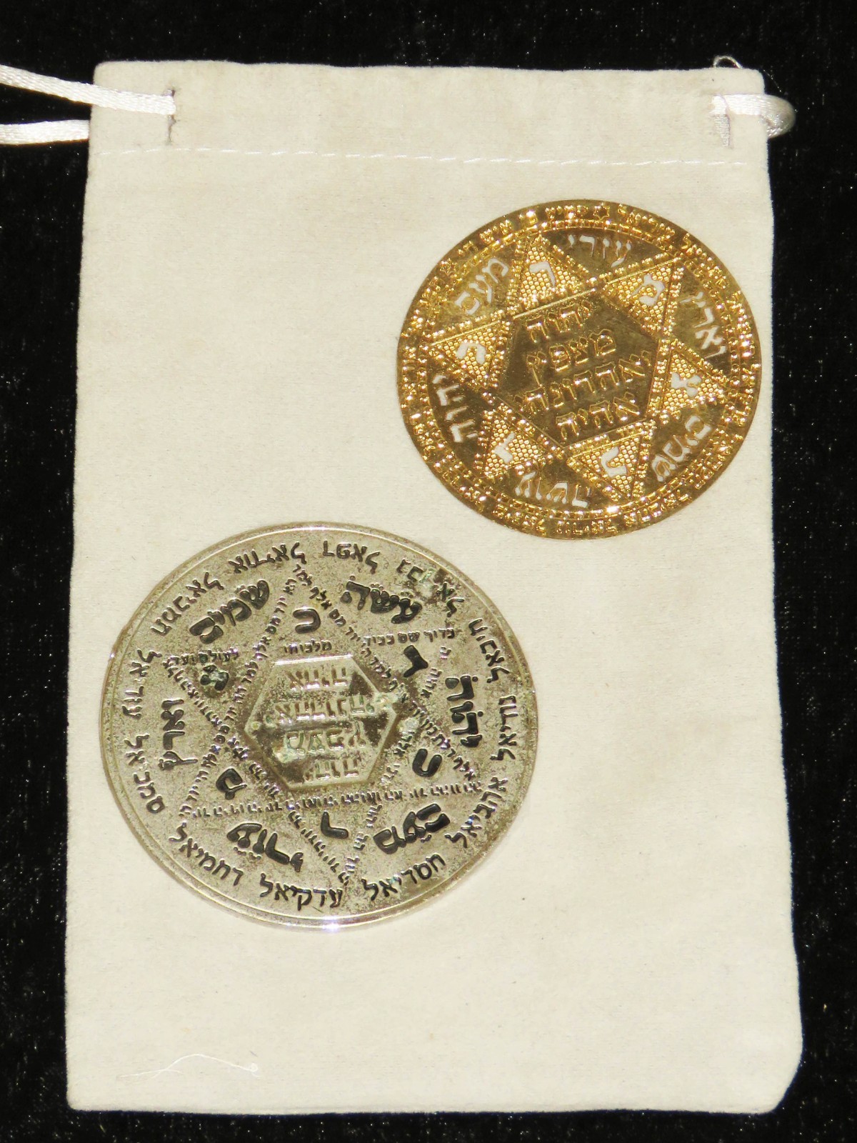 Twin Kabbalah Protection Amulet Set 24K Gold & Silver Tone Kamea Star of David