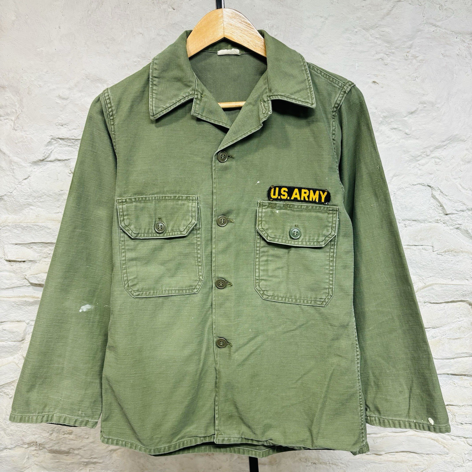 Vintage 60s US Army OG-107 Sateen Shirt Jacket Utility Fatigue Vietnam War Small