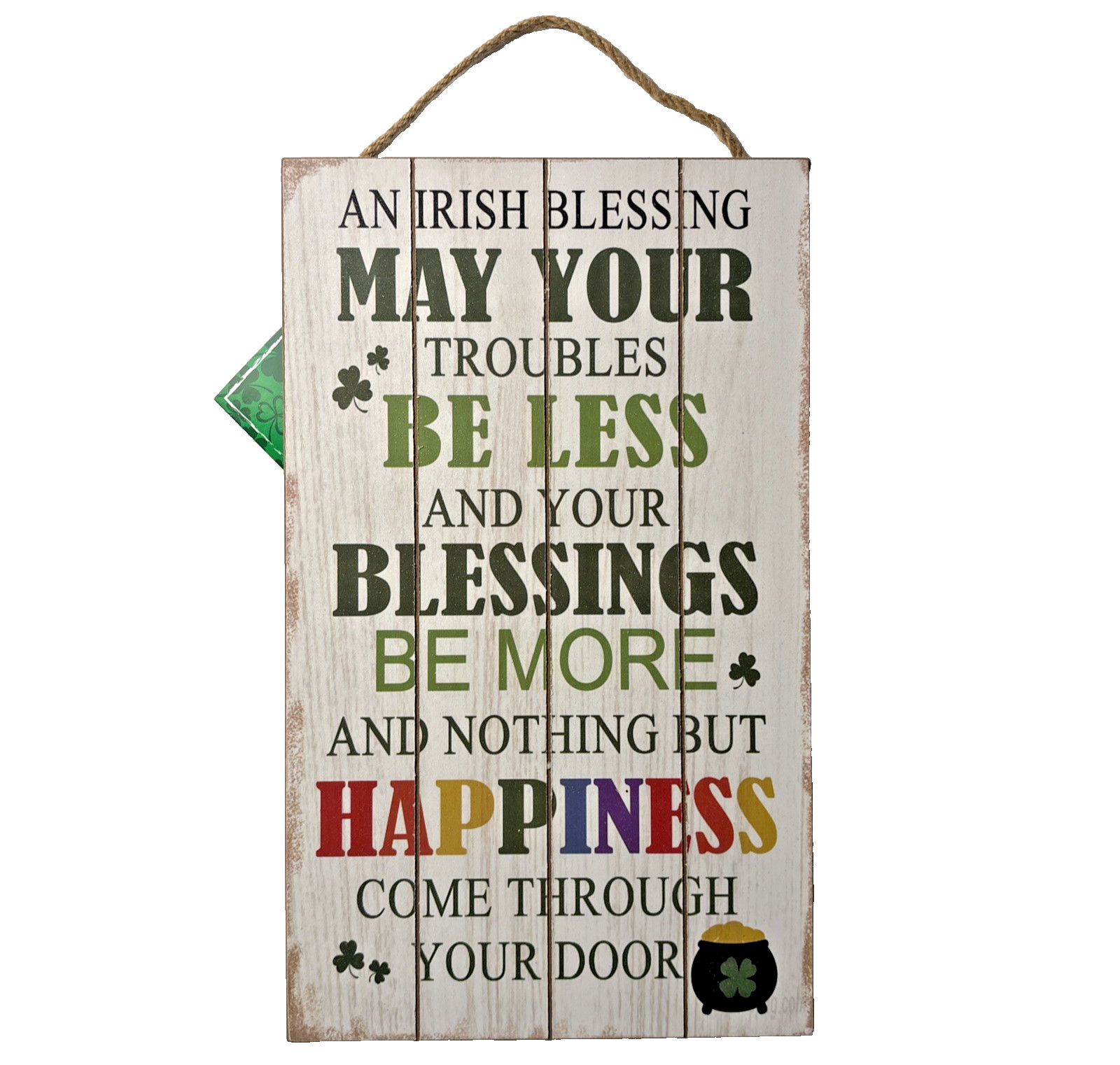 St. Patrick’s Day Irish Blessing Wooden Hanging Wall Sign Decor New With Tags