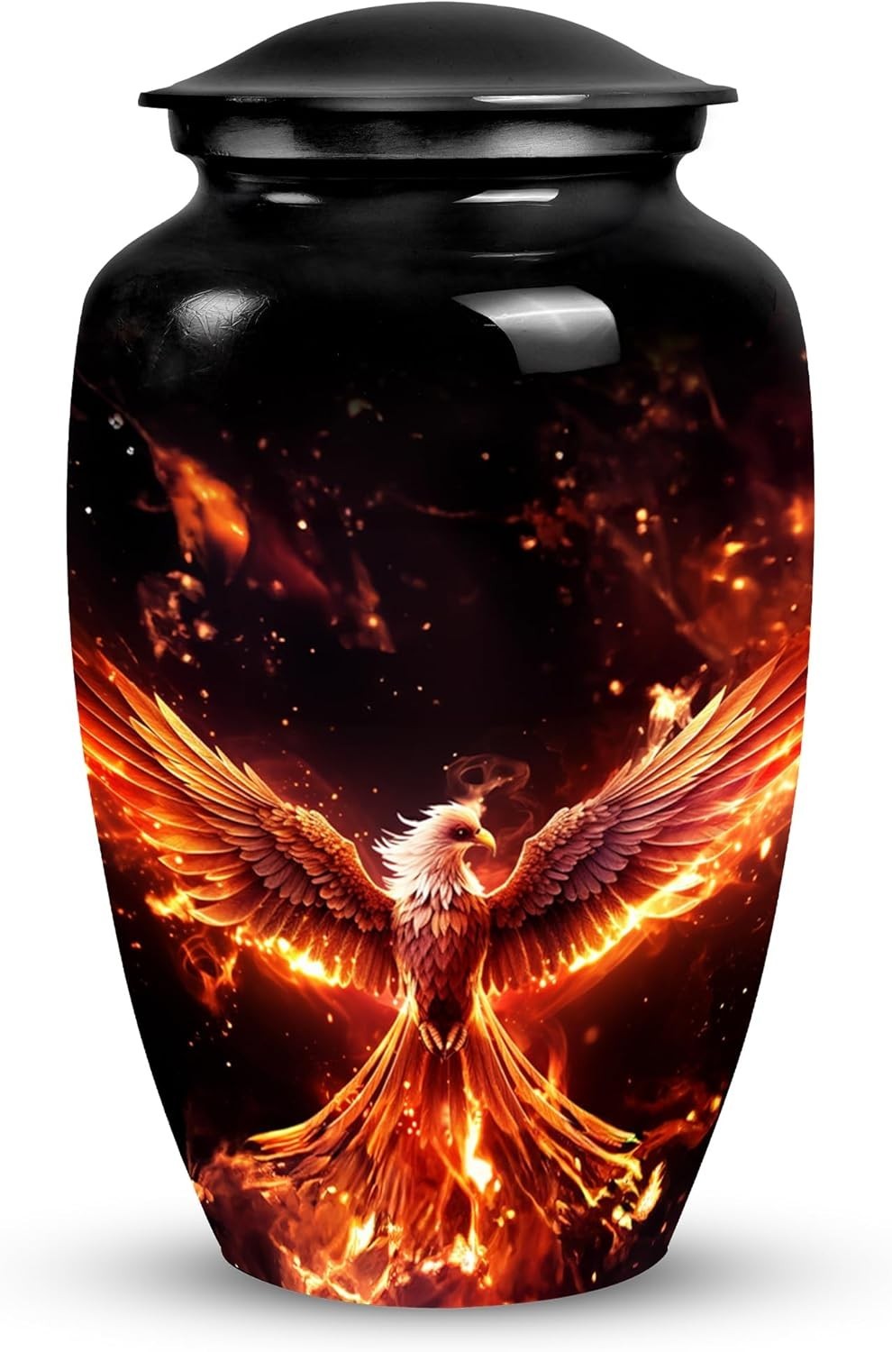 Paruhas White Head Phoenix in Red Fire Adult Urn - NEW OPEN BOX
