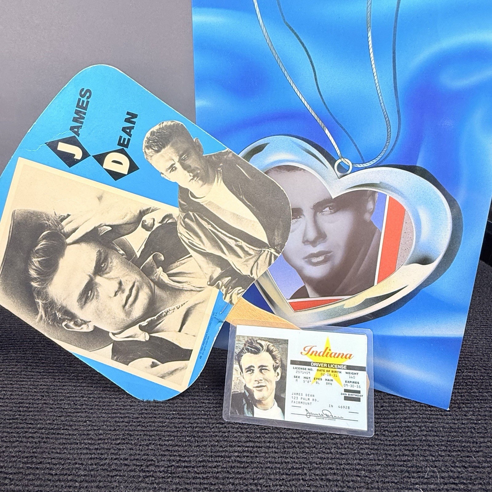 James Dean VTG Collectors Souvenirs 1997 ID Card & 1984 Fan Card & Folder 