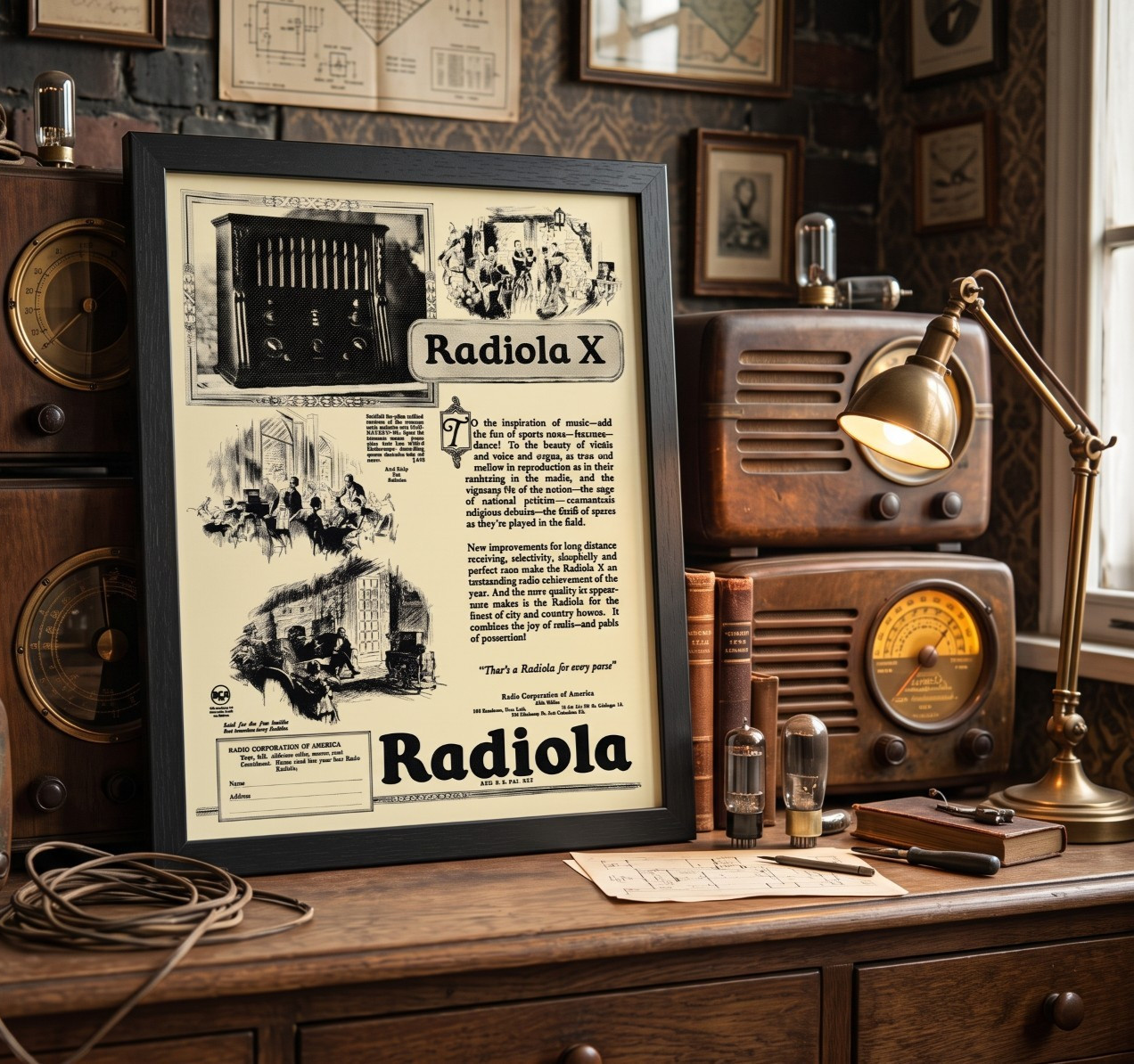 Vintage RCA Radiola 8x10 Framed Canvas Art Print Antique Radio Lover Gift