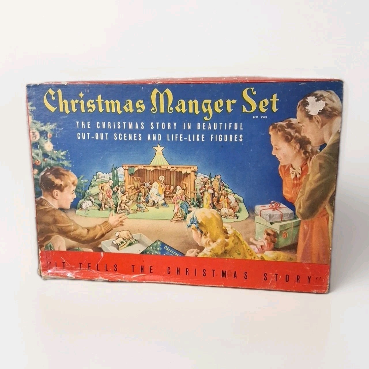 Vintage 1950s Christmas Cut-Out Manger/Nativity Set No. 743 Missing 1 pc READ