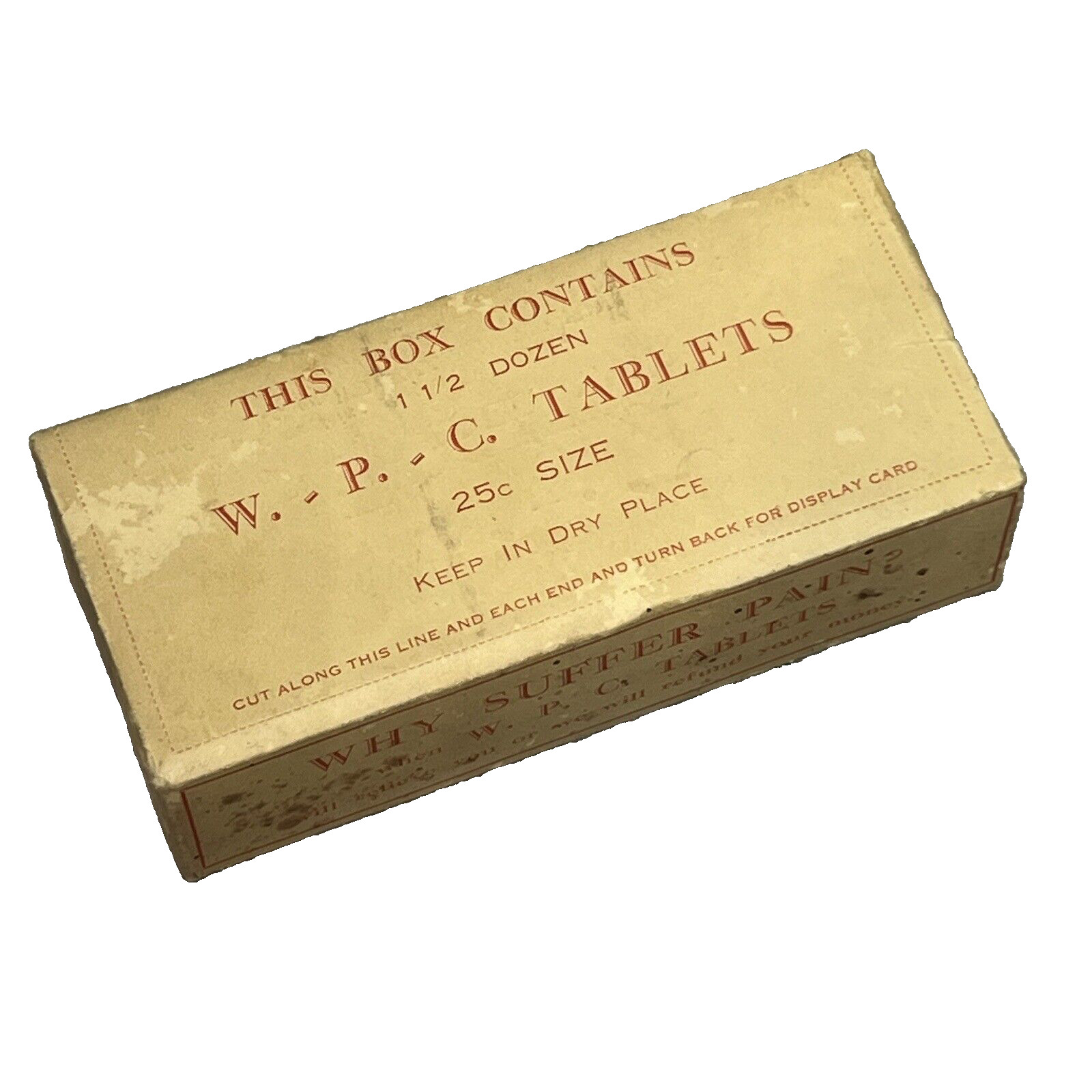 W.P.C. Tablets Vtg Advertising Sealed Display 1 1/2 Dozen 25c Size