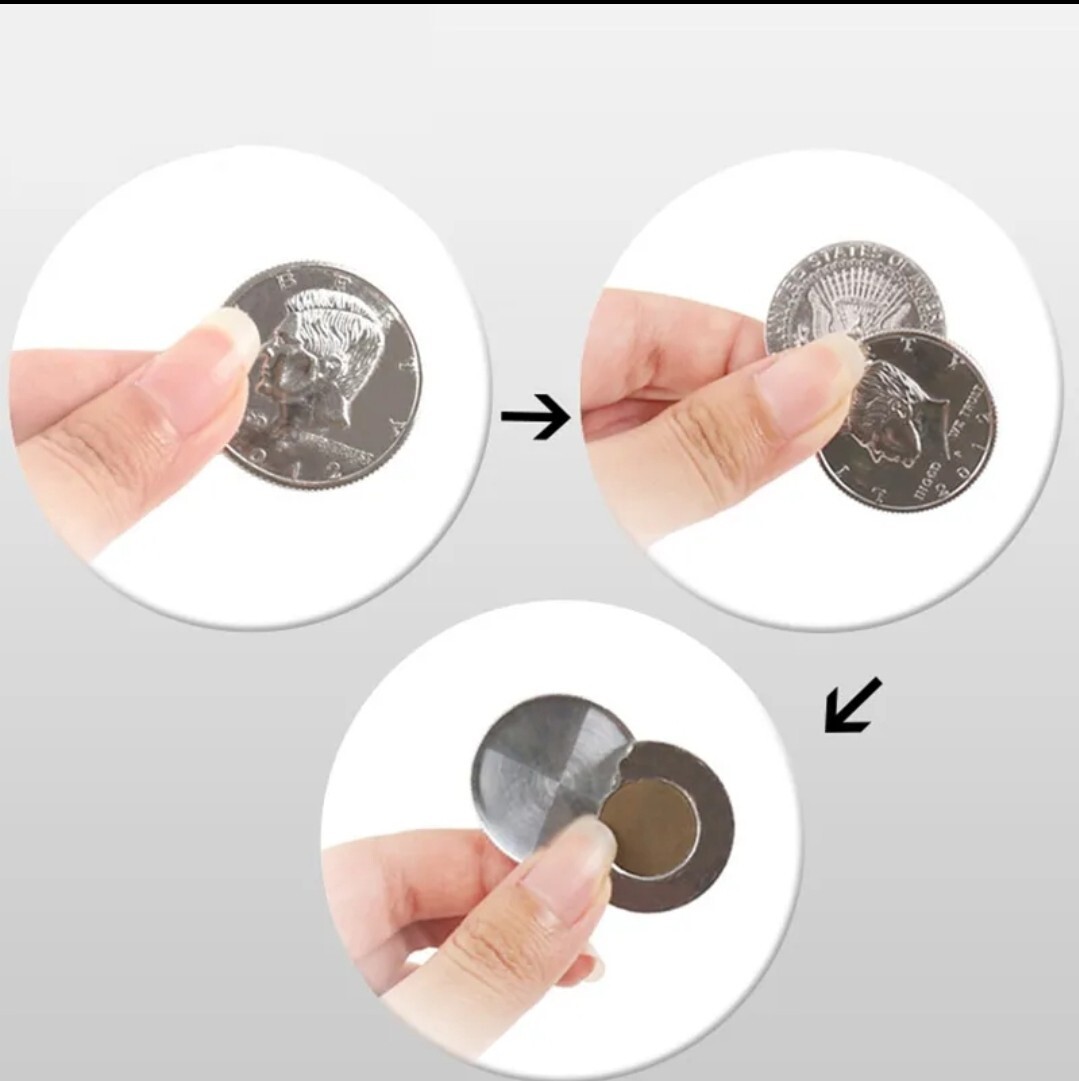 Magic Trick Gimmick Half Dollar Magnetic Flipper Coin Close Up Magician Tool T11