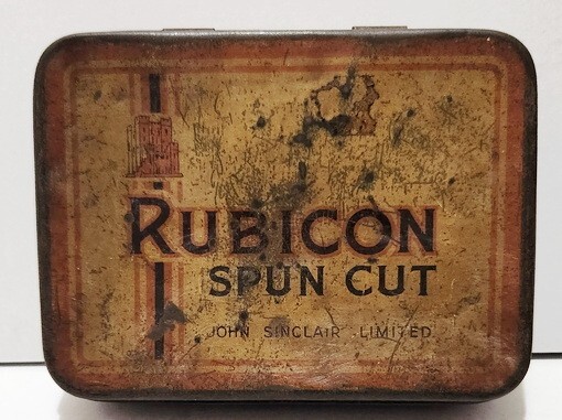 Antique Rubicon Spun Cut Pipe Tobacco, Empty Rectangular Tin