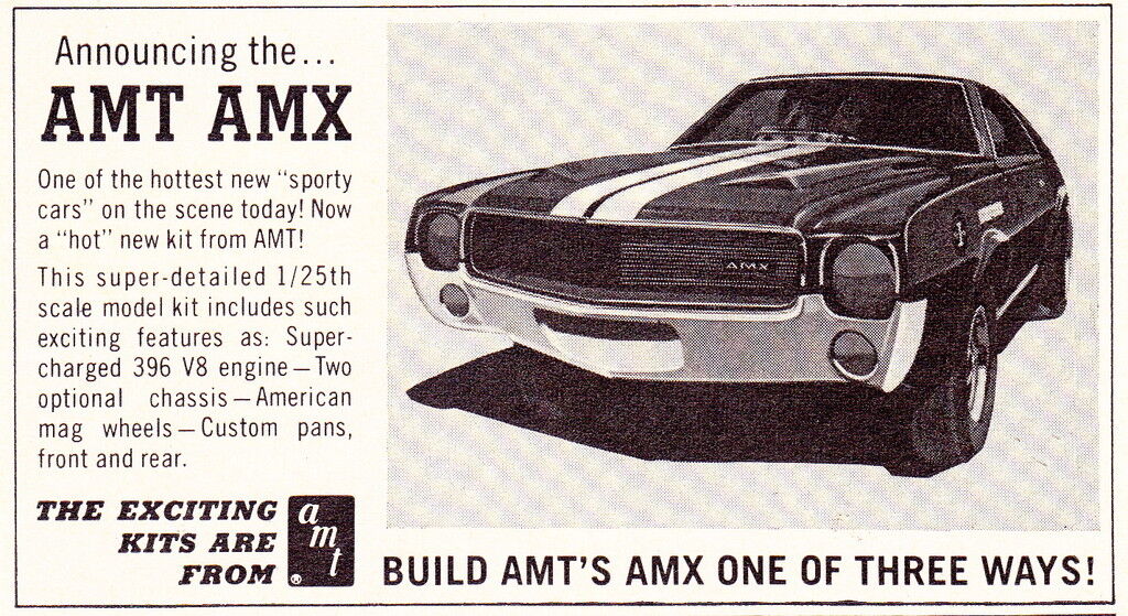 1967-1968-1970 AMC AMX ~ ORIGINAL SMALLER AMT MODEL KIT AD