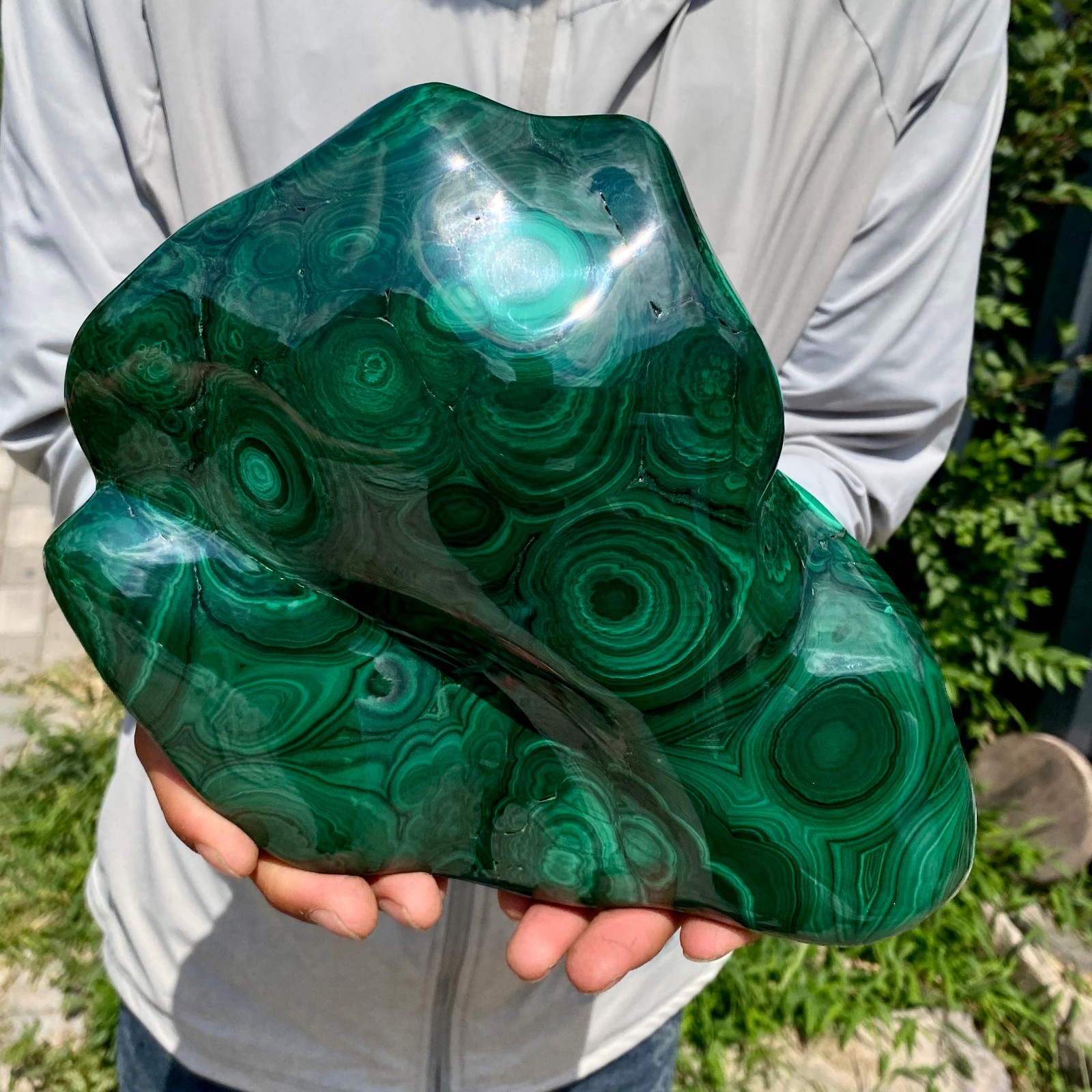 11.68LB Natural glossy Malachite transparent cluster rough mineral sample