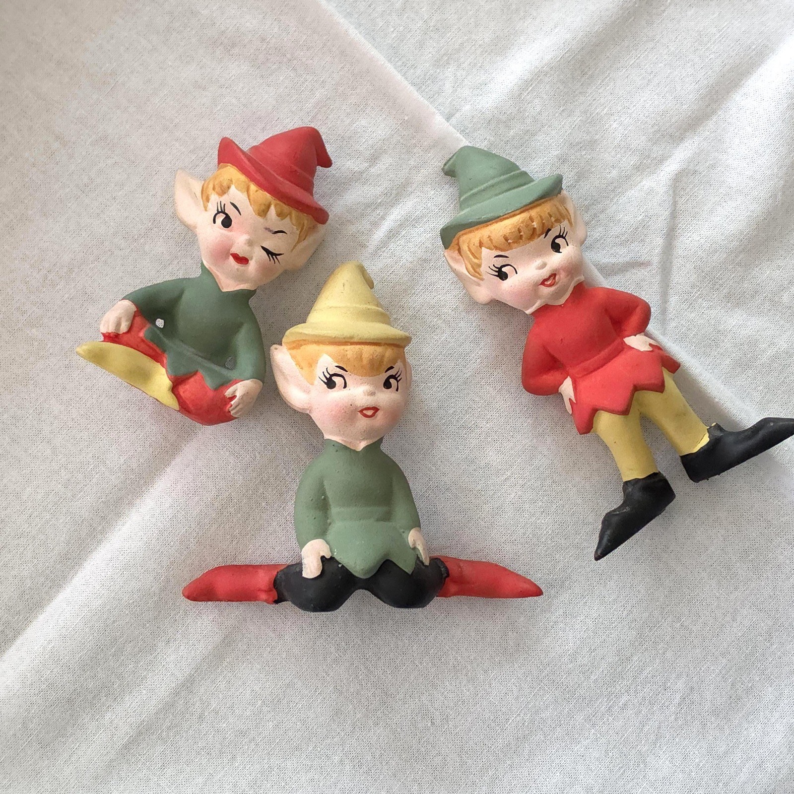 3 piece set of Vintage Winking Elves, Made in Japan