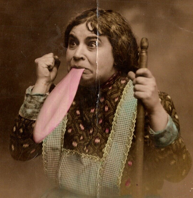 RPPC French Comic L\'estu assez méchante Pretty Nasty Funny Face Postcard R29