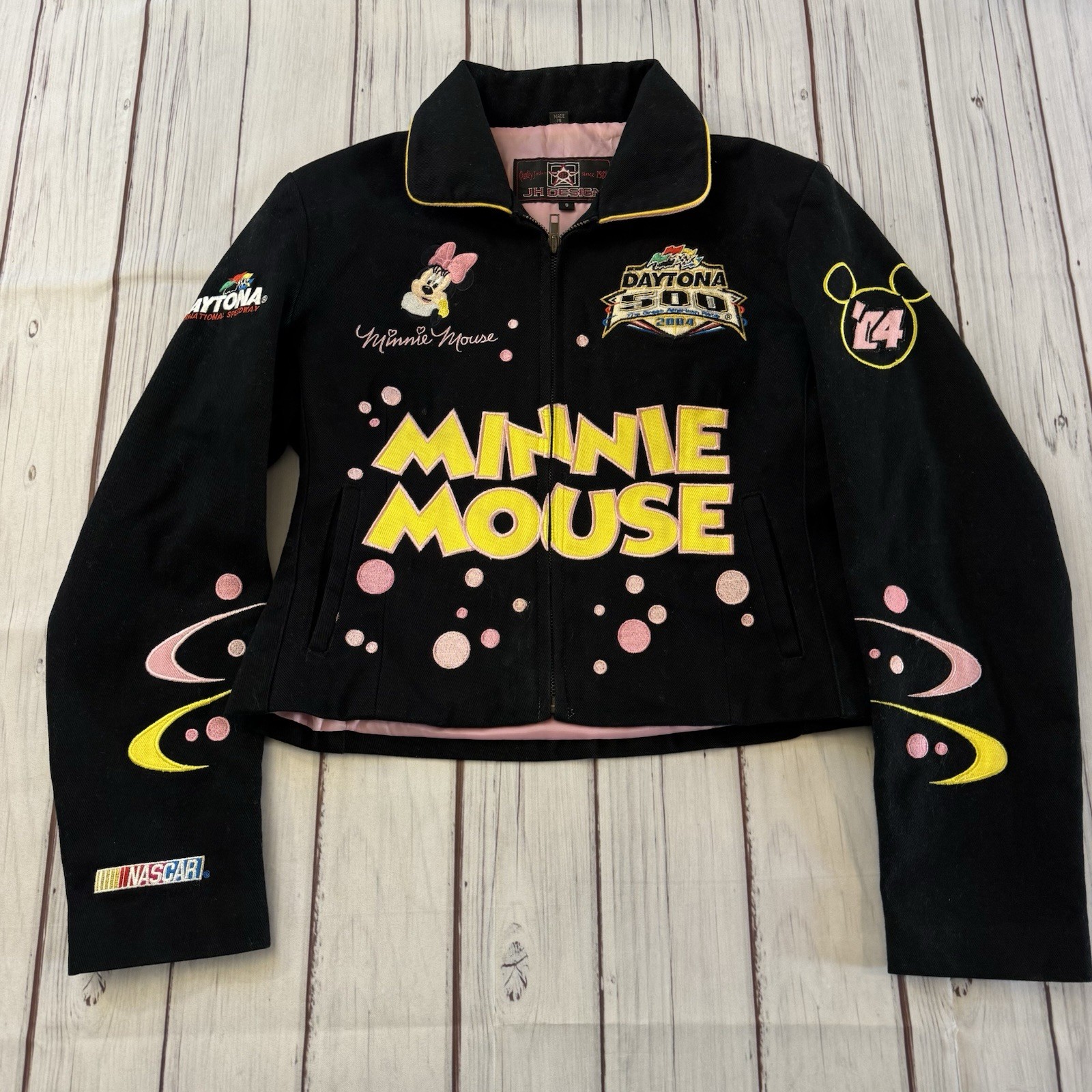 Vintage Minnie Mouse NASCAR Daytona 500 Jacket JH Design Y2K Cropped Women’s