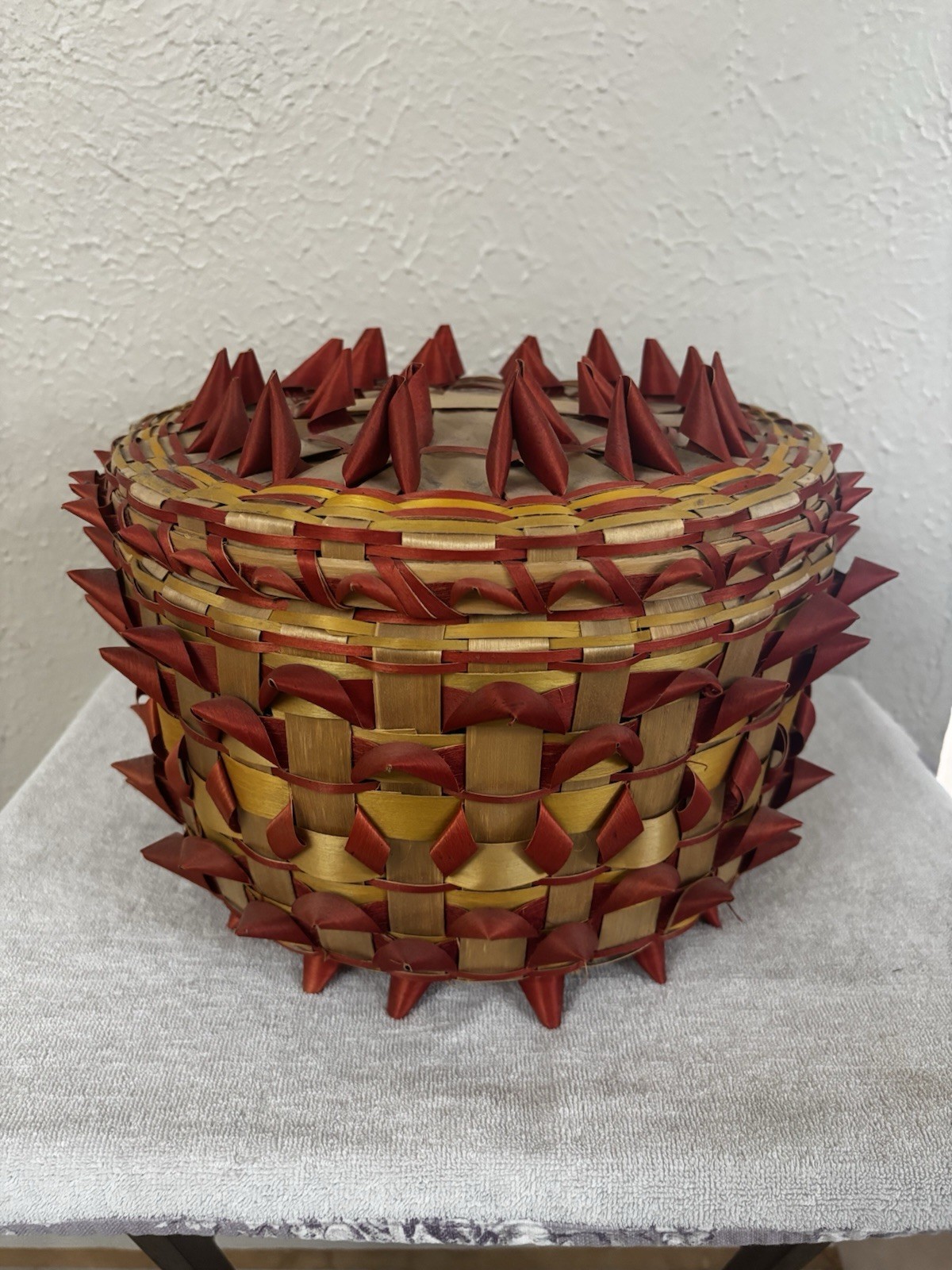 Large Vintage Ho-Chunk Black Ash Fancy Basket HandSigned Artisan Helen Lonetree