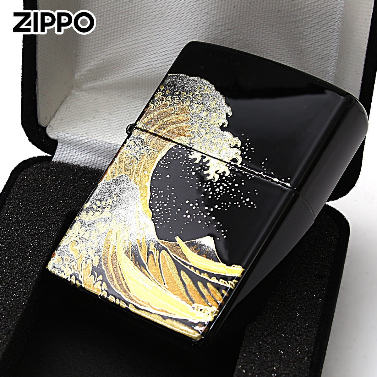 Zippo Lighter Big Wave Mt.Fuji Ukiyoe Hokusai Namifuji Japanese Makie Japan New