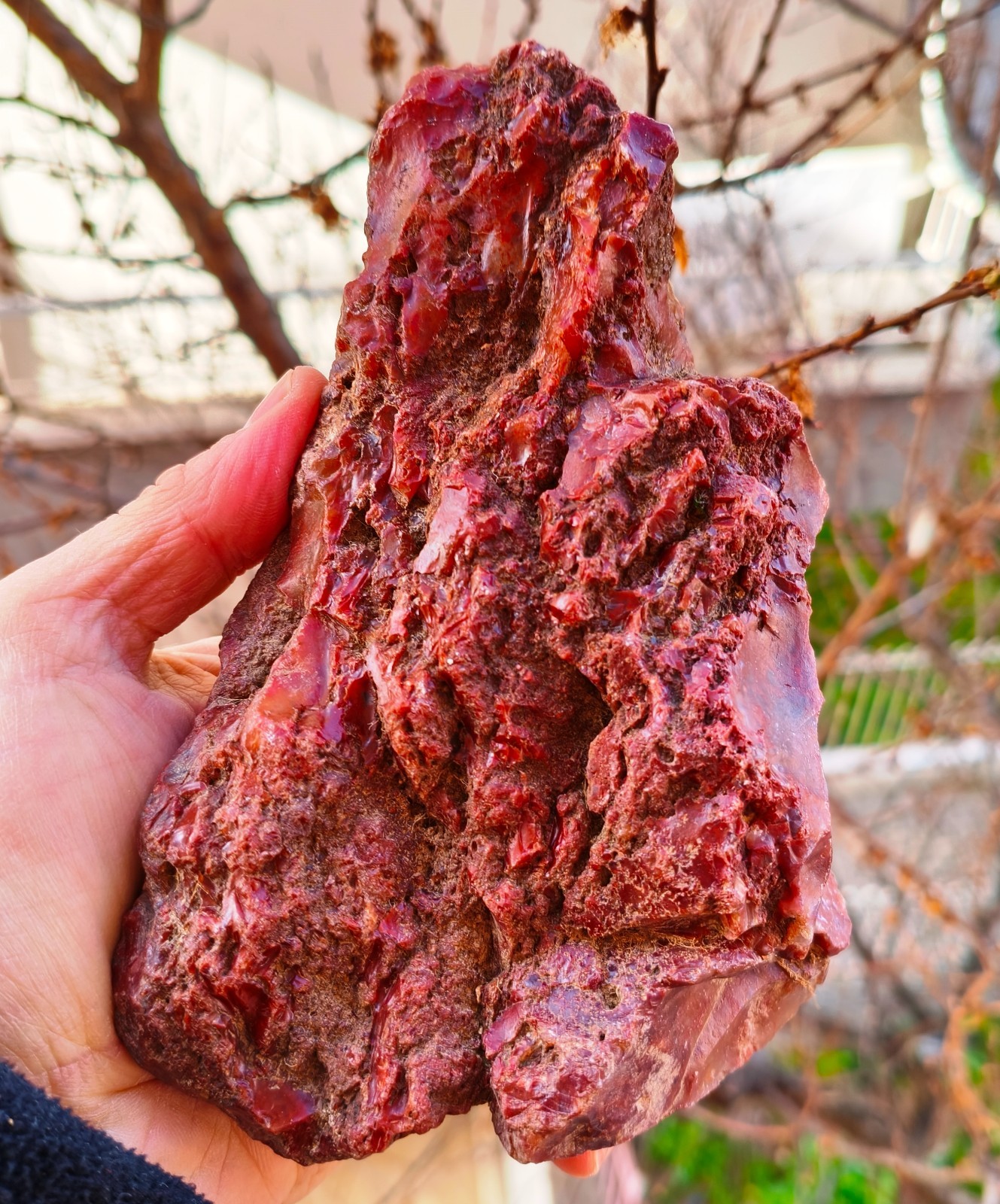 3 Lb Raw Red and Orange Bicolor Chalcedony