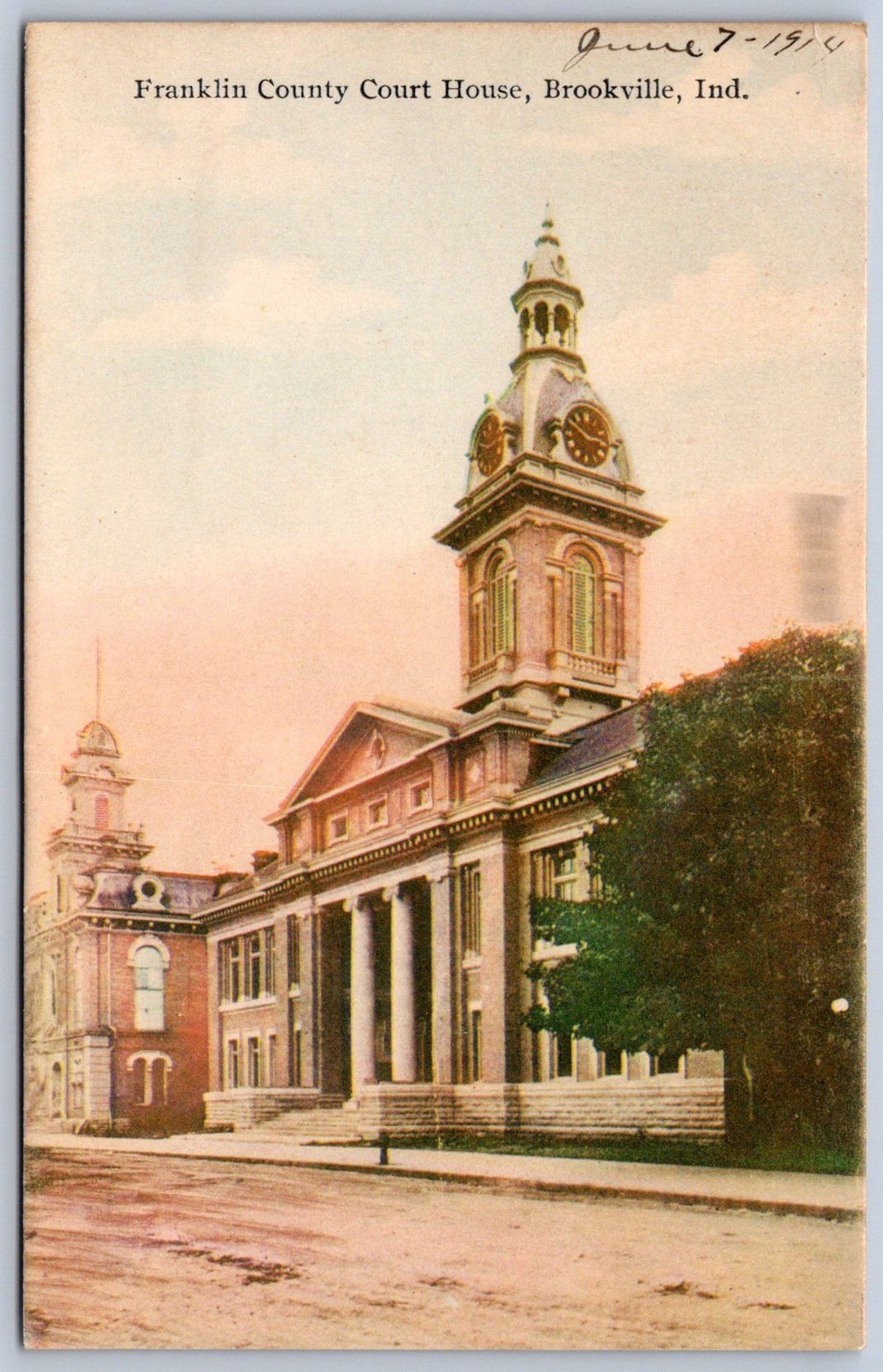 K23/ Brookville Indiana Postcard c10 Kraemer Art Franklin County Court House 149