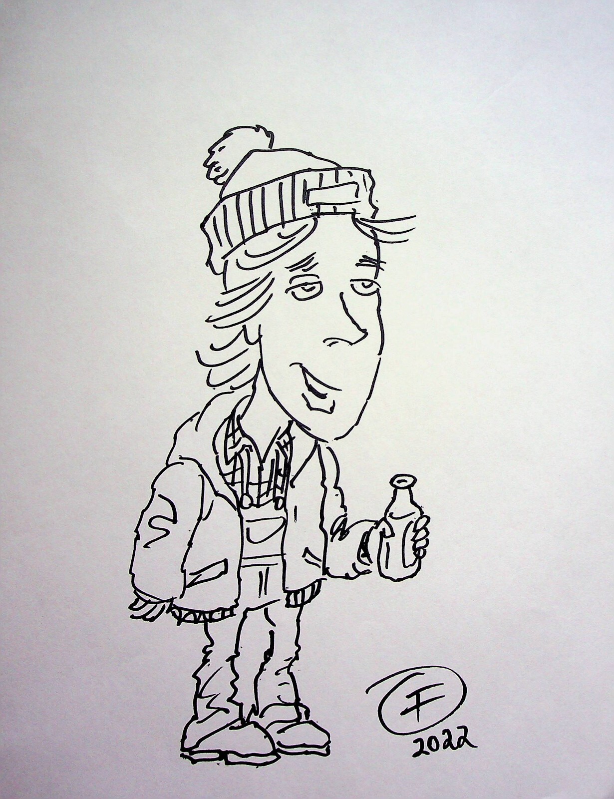 Bob & Doug Hand Inked JOHN FOUNTAIN SIGNED Convention 8x11 Pin-up Art SCTV