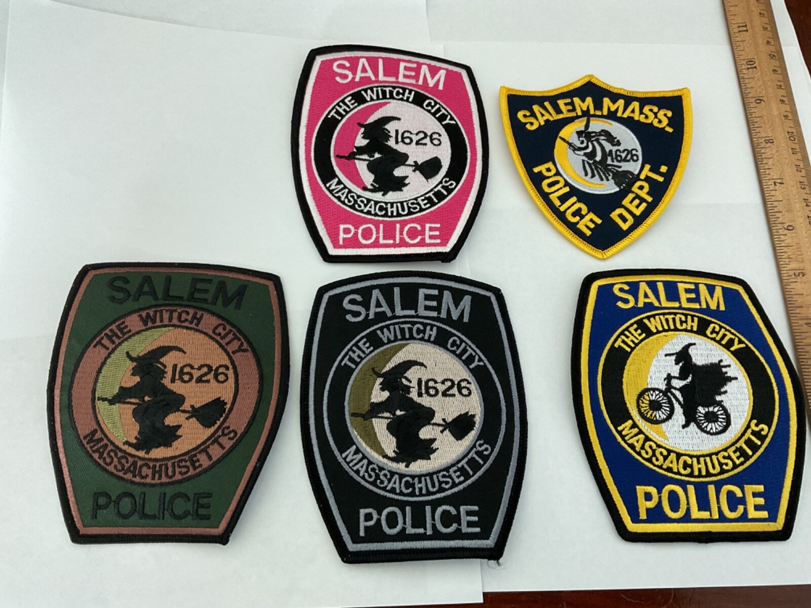 Salem Massachusetts Police  Witch 5 Patches  collectable and new full size
