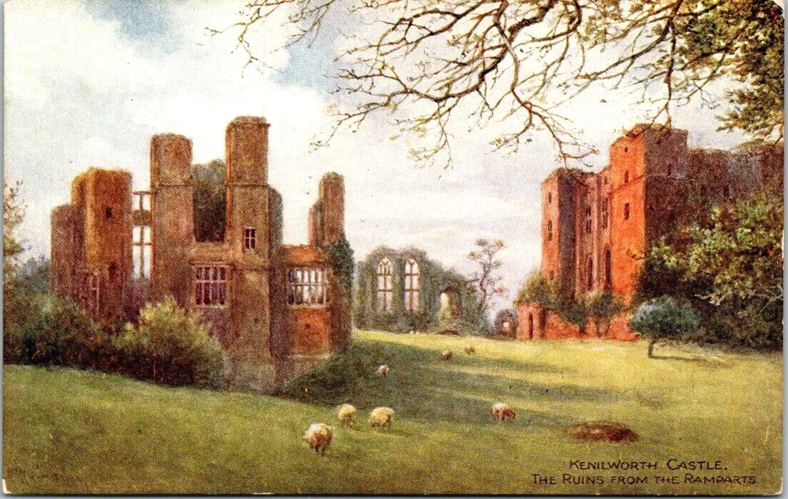 Kenilworth Castle, The Ruins From The Ramparts. Sheep. Postcard. E.