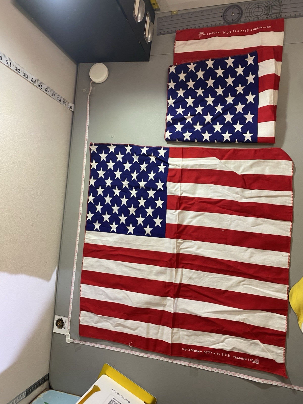 Vtg 2 American Flag Bandanas By Tch Trading Ltd Cotton Unique Rare