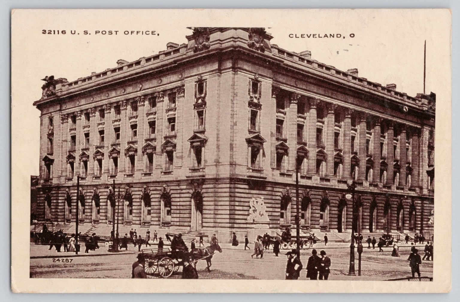 Vintage Cleveland OH Post Office 1910 Postmark Real Photo Postcard Rppc