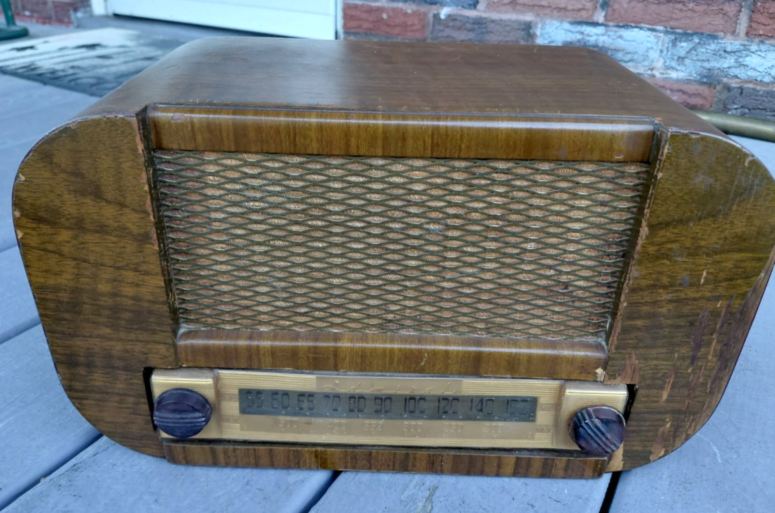 VINTAGE ADMIRAL WOOD AM 1940s TUBE RADIO ART DECO MID CENTURY