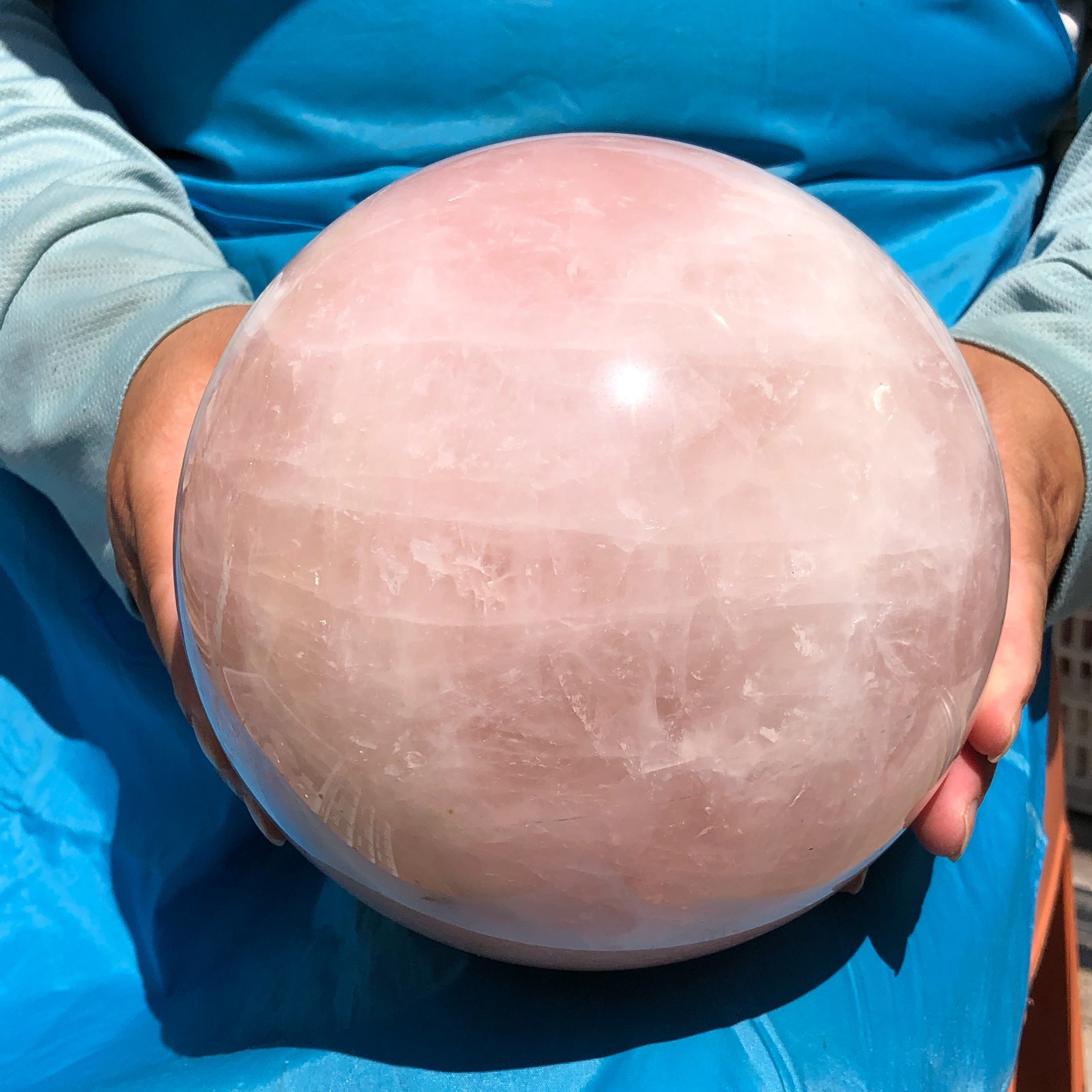 13.37LB Natural Pink Rose Quartz Crystal Sphere Ball Healing Reiki 1114