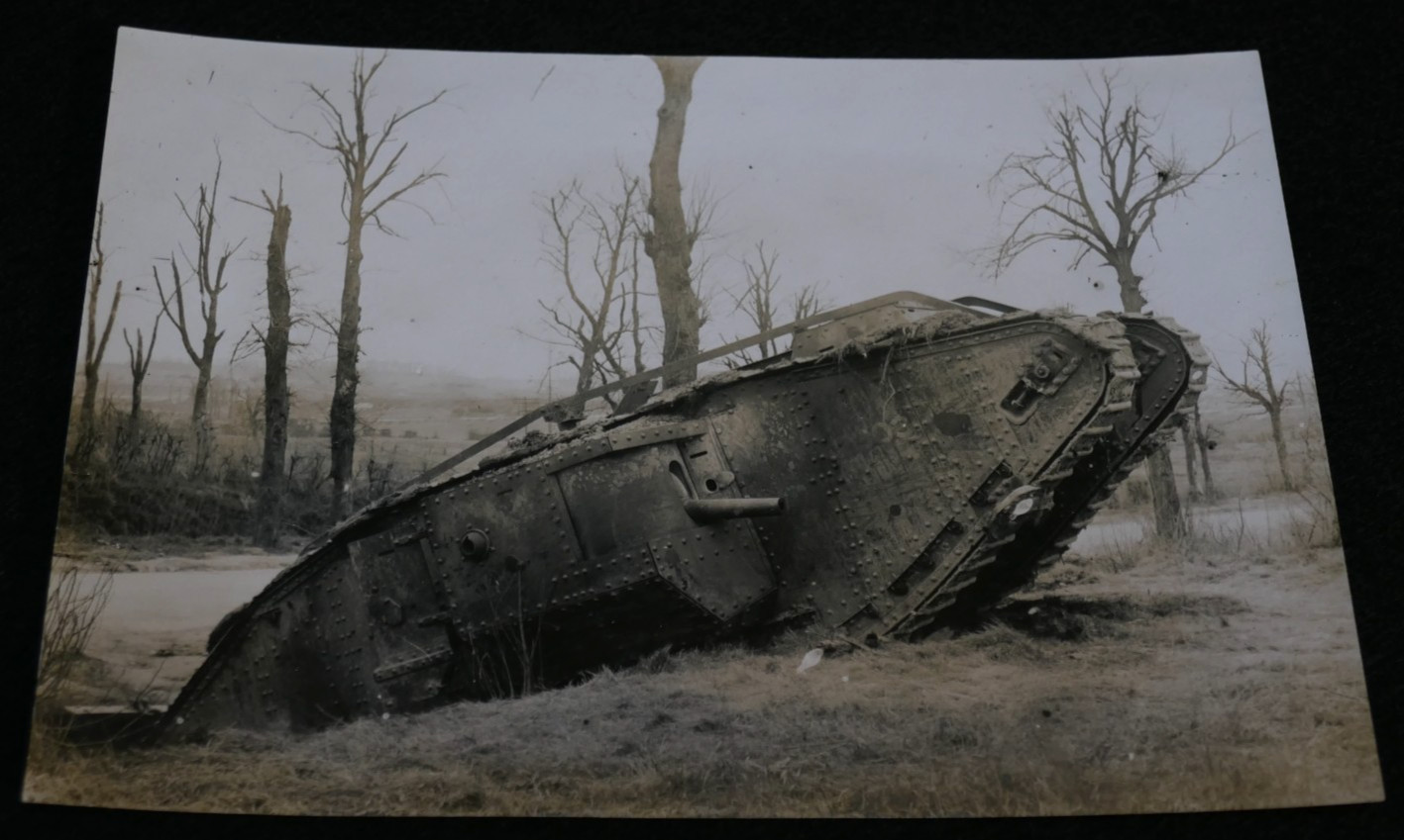 WWI Photograph British Mk IV Tank Out of Commission 4 x 6 Inch Album Removed