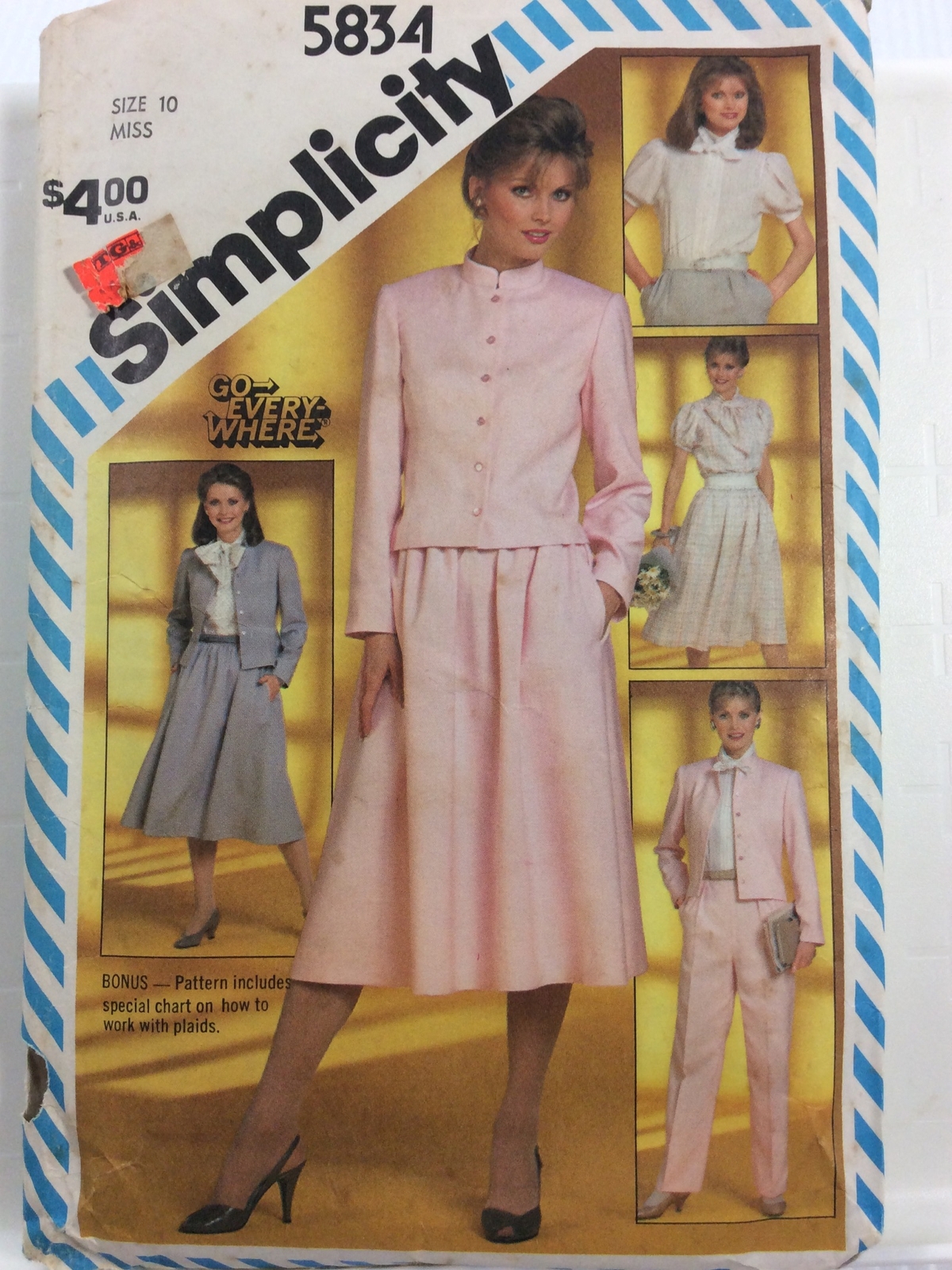 1982 Simplicity 5834 VTG Sewing Pattern Women Pants Skirt Blouse Jacket Size 10