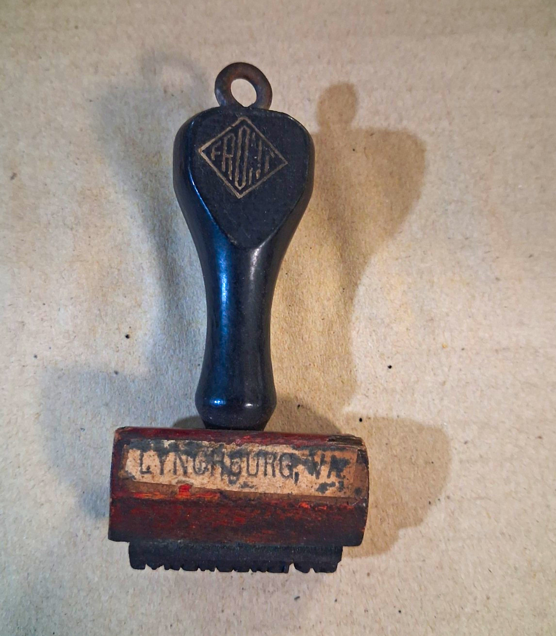 Vintage Frankfurt Handheld Rubber Stamp with Handle Marking Stamp