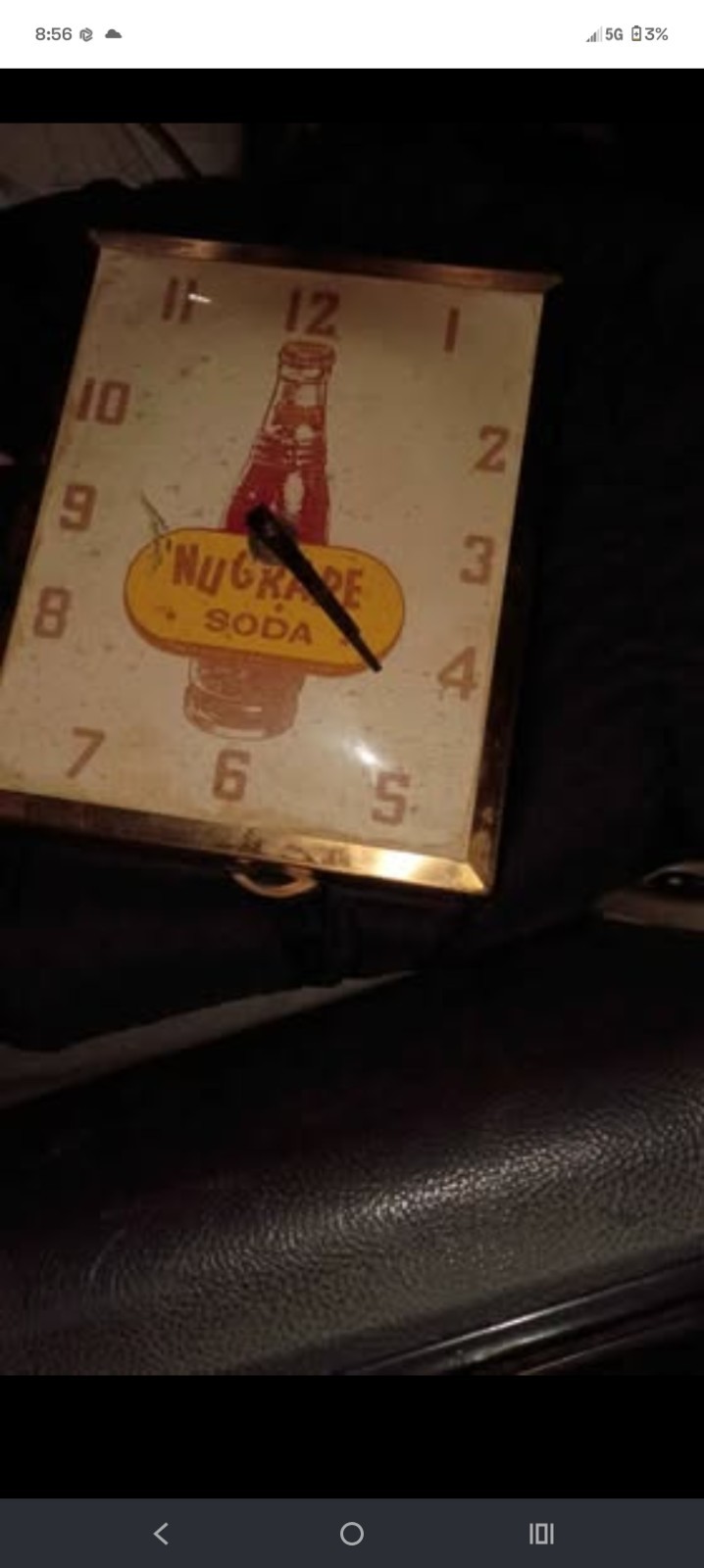 RARE vintage circa 1950 s? NU grape soda clock swihart elwood indiana electric