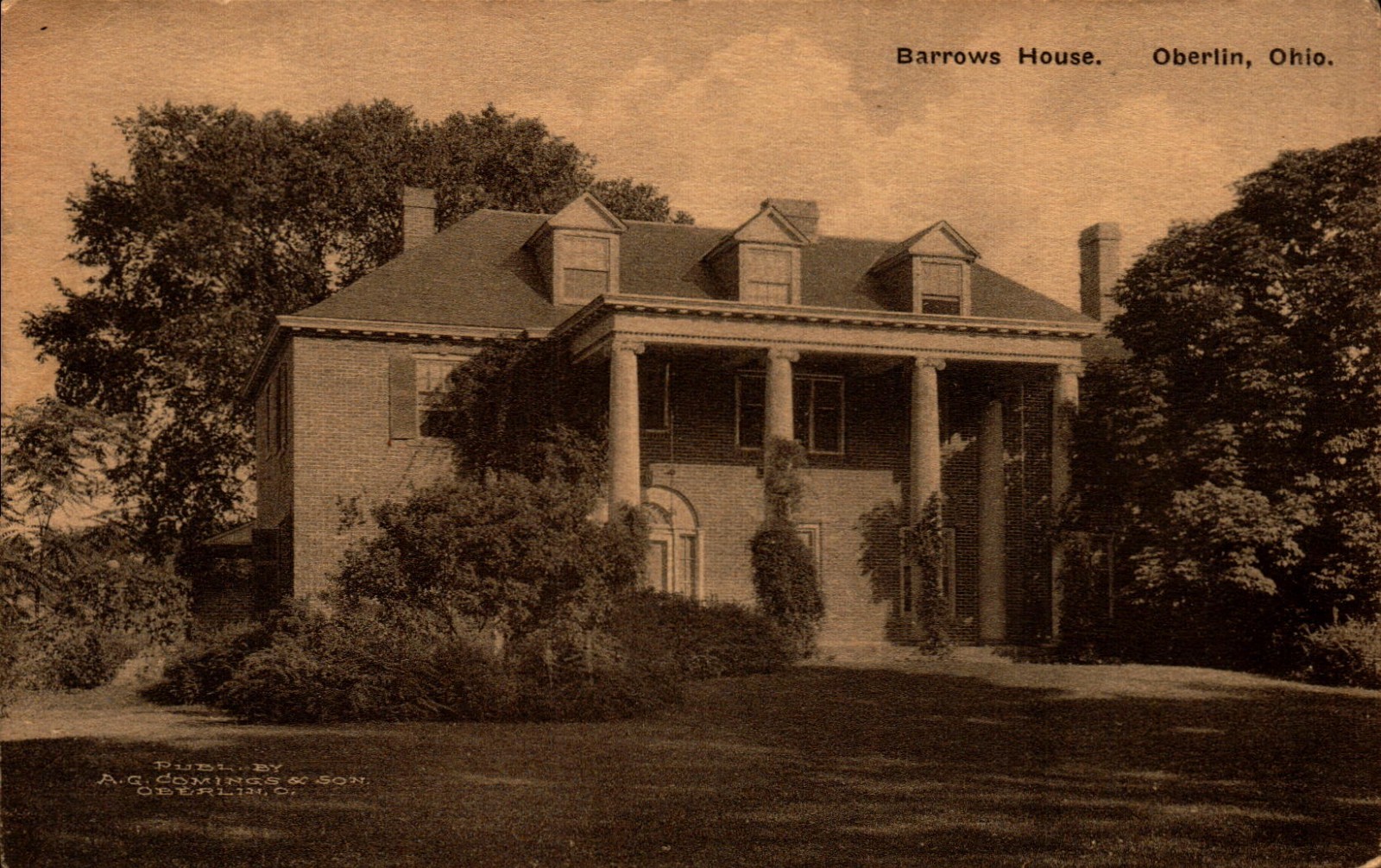 BARROWS HOUSE, OBERLIN, OHIO 1928 DIVIDED BACK POSTCARD BK82
