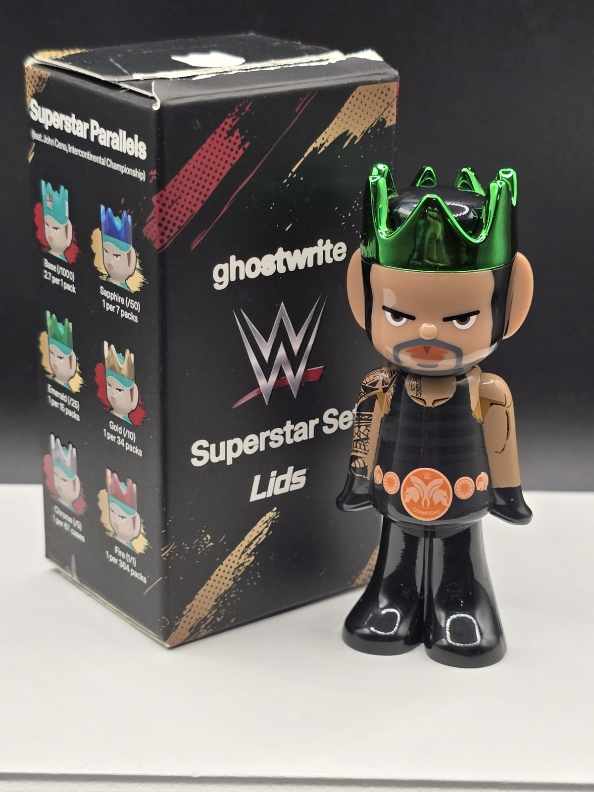 WWE x Lids x Ghostwrite Superstar Chase box Roman Reigns EMERALD /25 Tag Team🔥