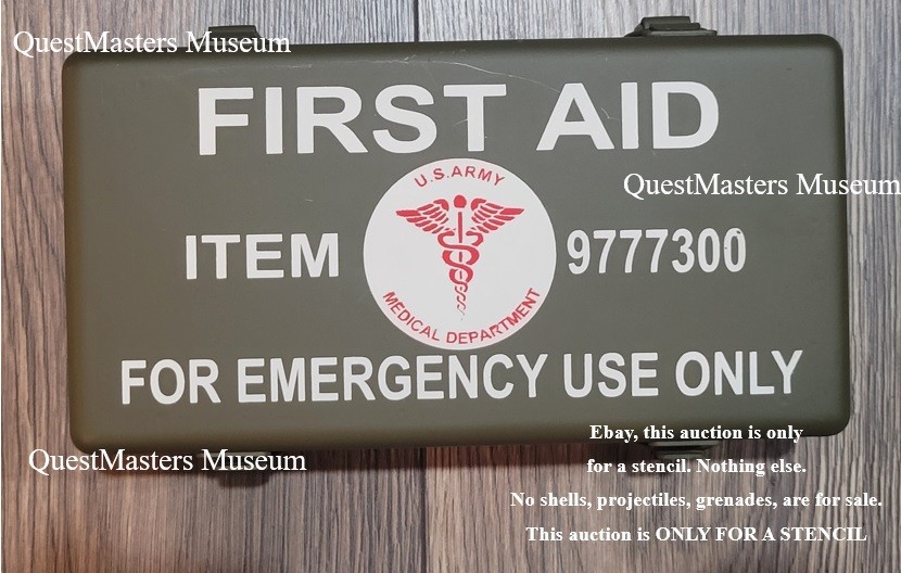U.S. WWII First Aid Kit, Vehicle, Jeep, 1944, Stencil, Stencil 074