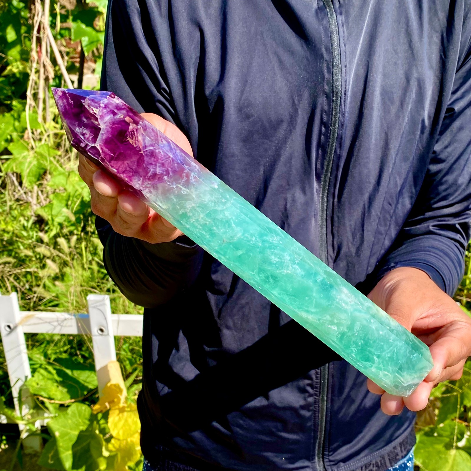 1.8LB  Natural unique colored fluorite pillar quartz crystal sample