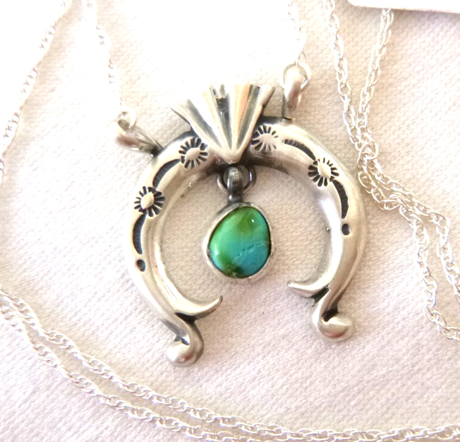 NWT Navajo Gary Shorty Golden Hills Turquoise Naja  Necklace 925 Sterling Silver
