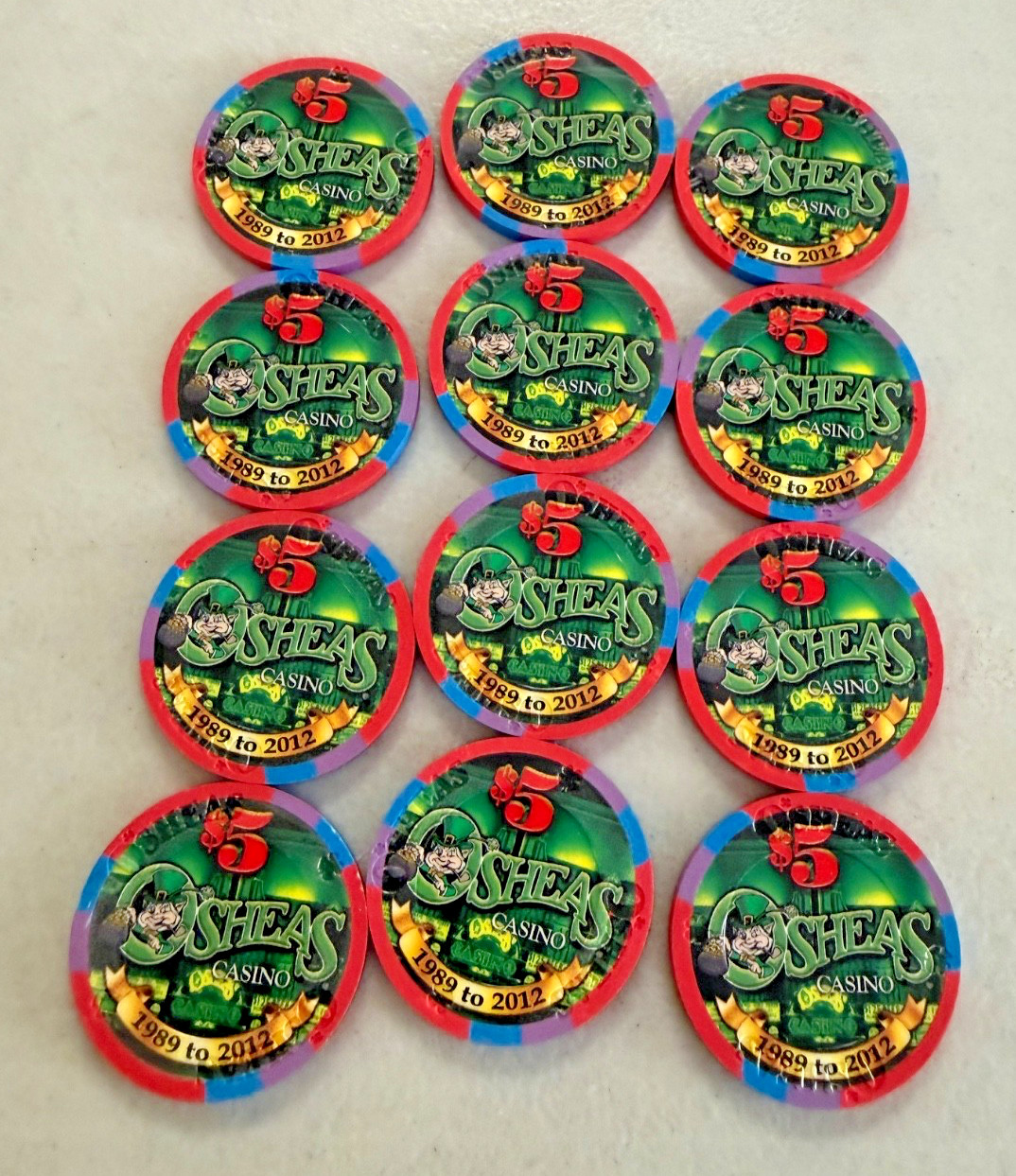 ⚡️❄️ Casino Chip $5 Oshea\'s Las Vegas Nevada  Lot of 12
