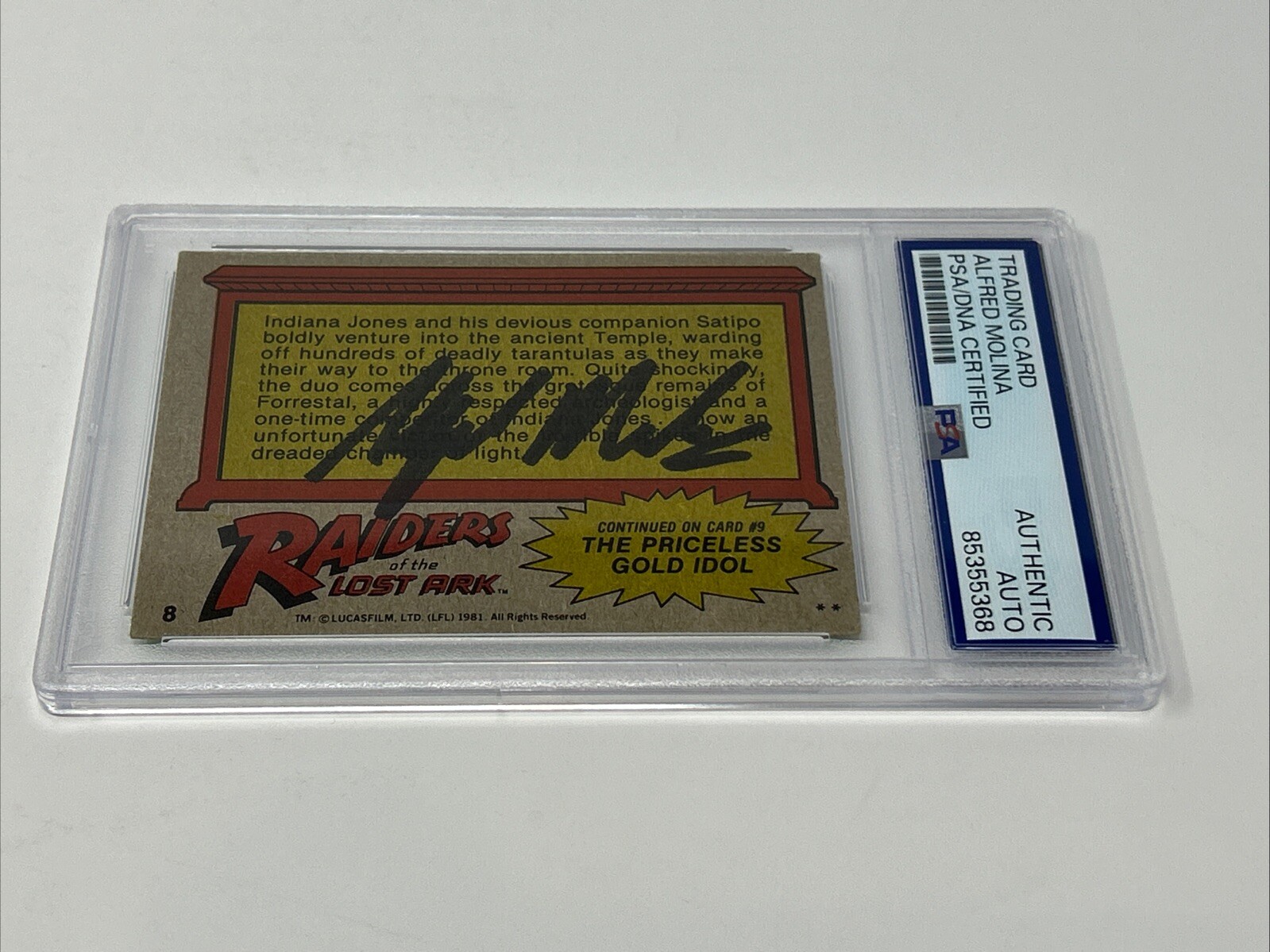 Alfred Molina Satipo Indiana Jones Raiders Signed 1981 Trading Card 8 PSA DNA