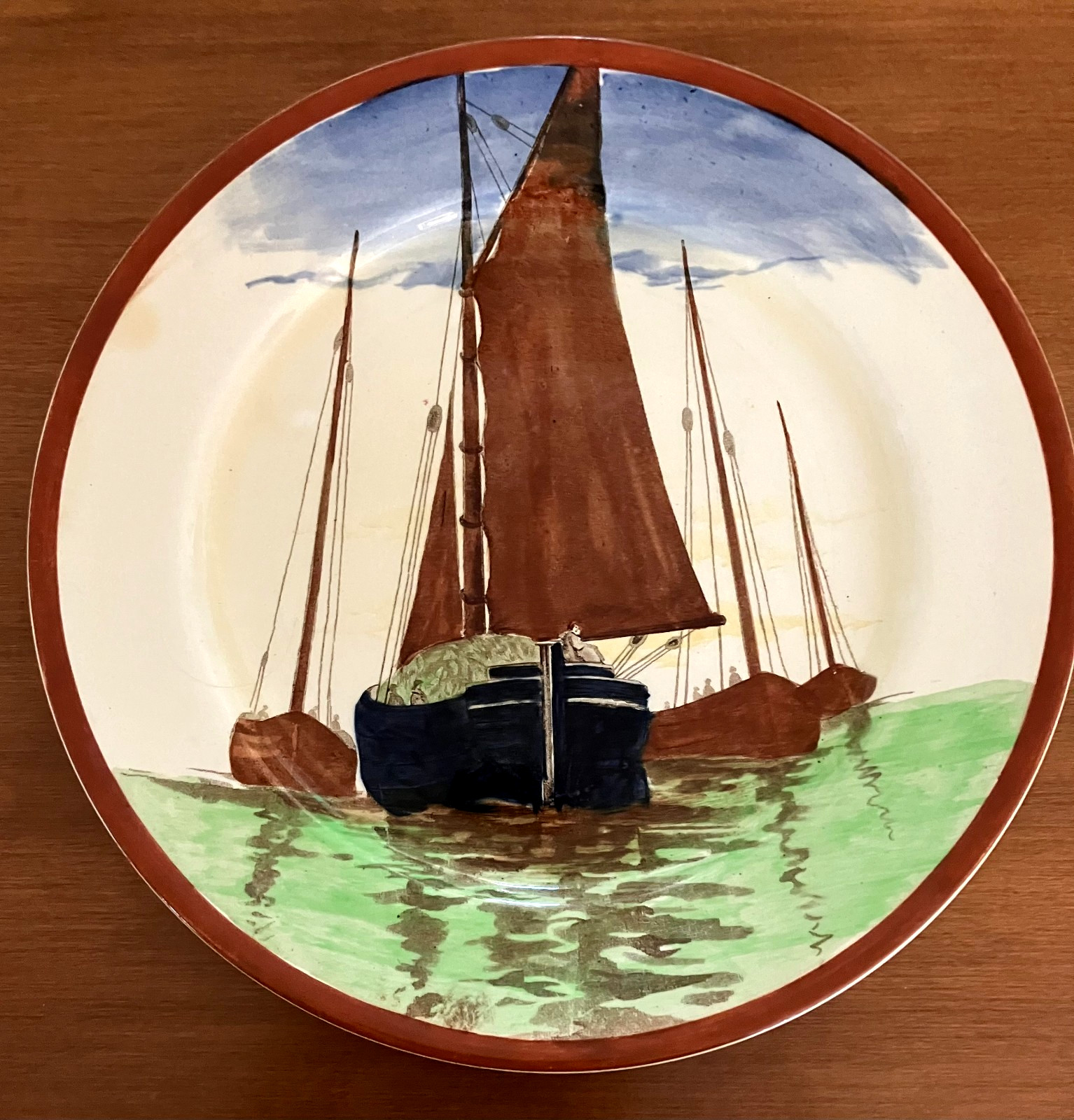 Antique - Early 1900s - Royal Doulton - Hand-painted Plate - Ship Scene