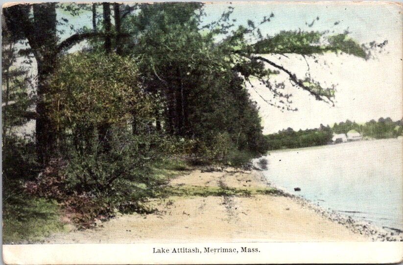 Postcard Shoreline Lake Attitash Merrimac Massachusetts c.1907-1915      MA R159