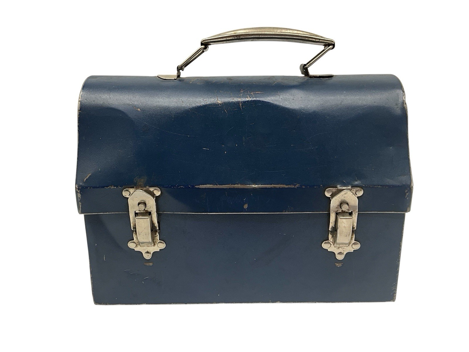 Vintage 1940\'s Era Dome Top Metal Lunch Box by American Thermos Bottle Co Blue.