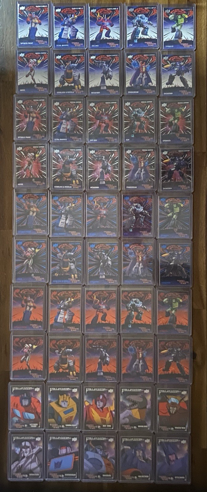 Complete 50 card Upper Deck 40th Anniversary Transformers Movie set (all /1986)