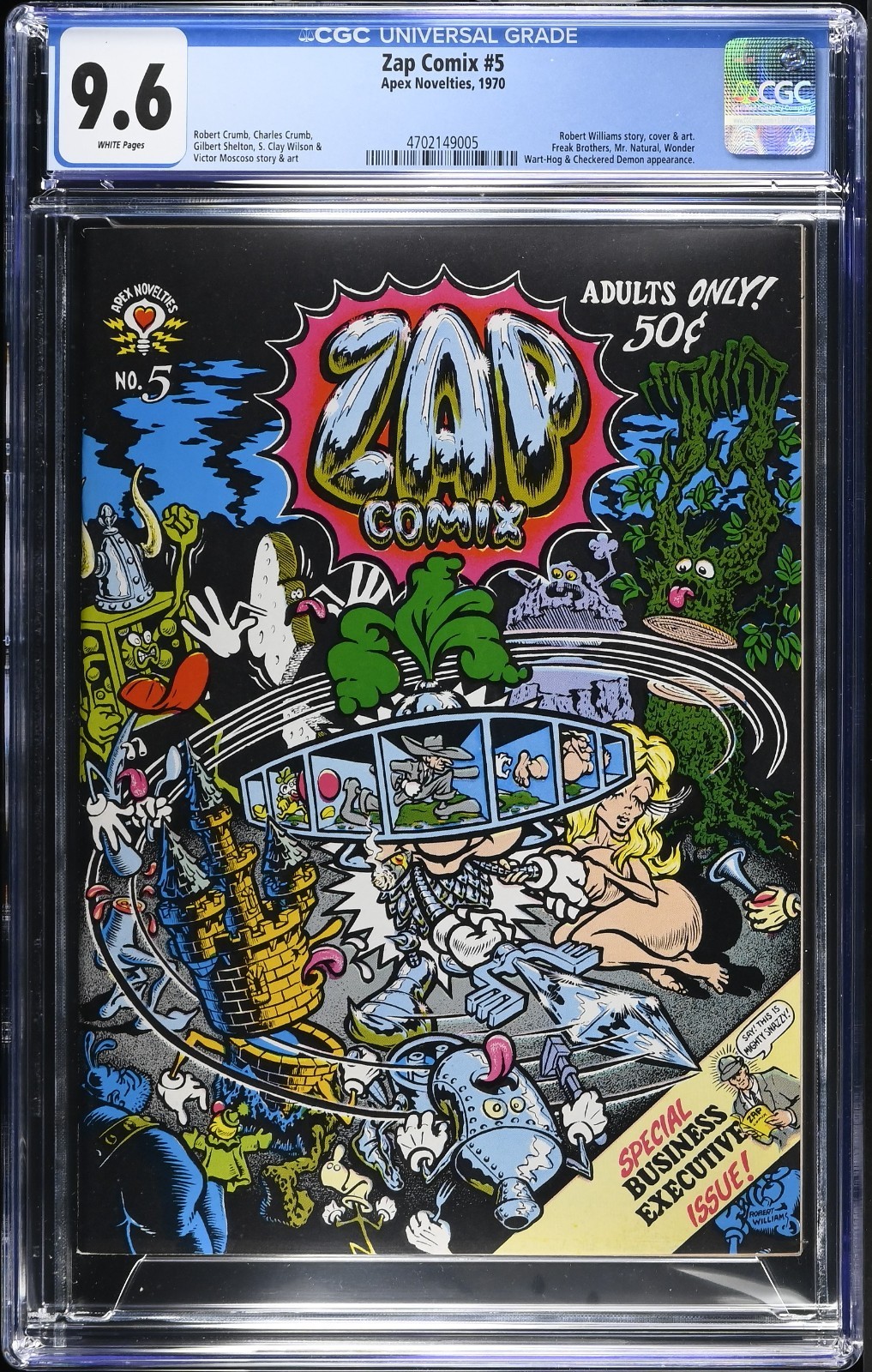 Zap Comix #5 (1970) 1st print High Grade Rare. Underground Comic CGC 9.6