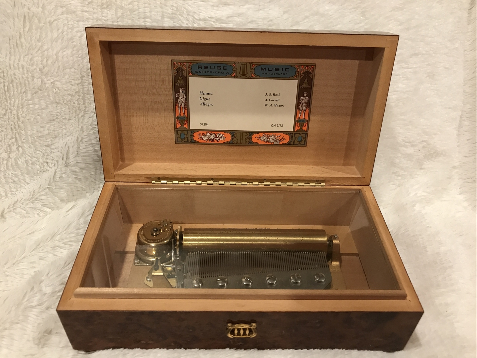 Vintage Swiss Reuge Music Box 72 Key Bach, Corelli & Mozart Minuet Gigue Allegro