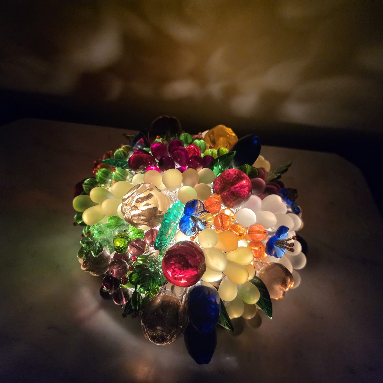 Antique 1920s Czechoslovakian Glass Fruit Cluster Lamp | Glows Uranium Glass...