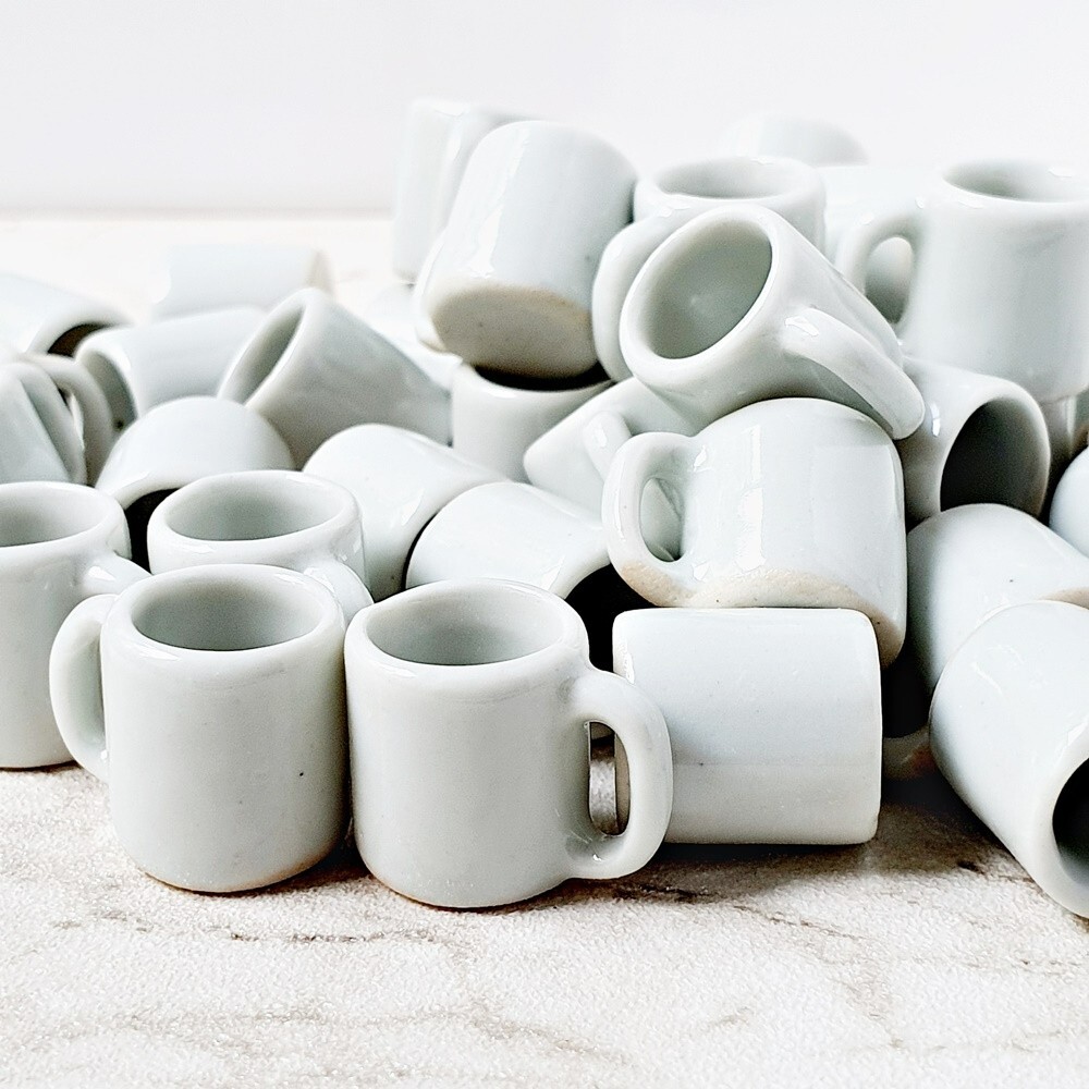 Miniatures Ceramic Mugs Handmade Dollhouse Kitchen Accessories Set of 10